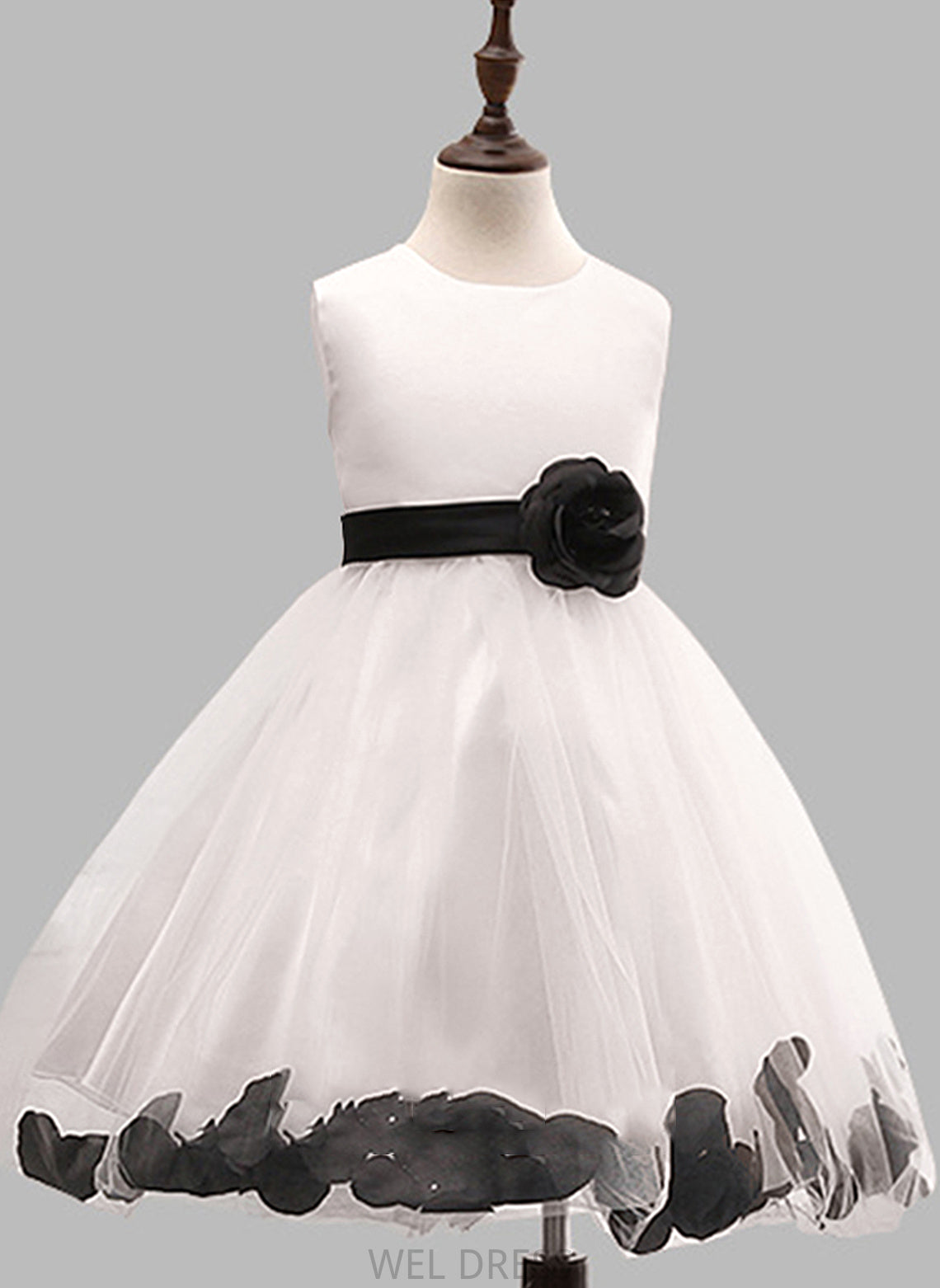 Flower - Sleeveless With Gown Dahlia Neck Girl Flower Girl Dresses Blends Cotton Flower(s)/Bow(s) Knee-length Scoop Dress Ball