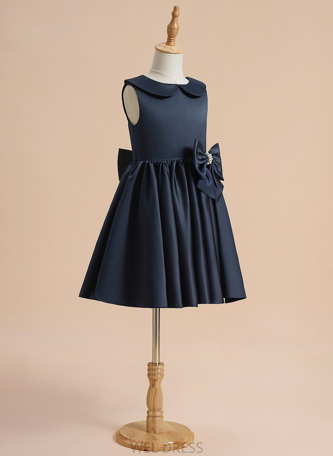 - A-Line Collar Dress Flower Girl Dresses Lindsay Satin Beading/Bow(s) Knee-length With Pan Girl Peter Flower Sleeveless