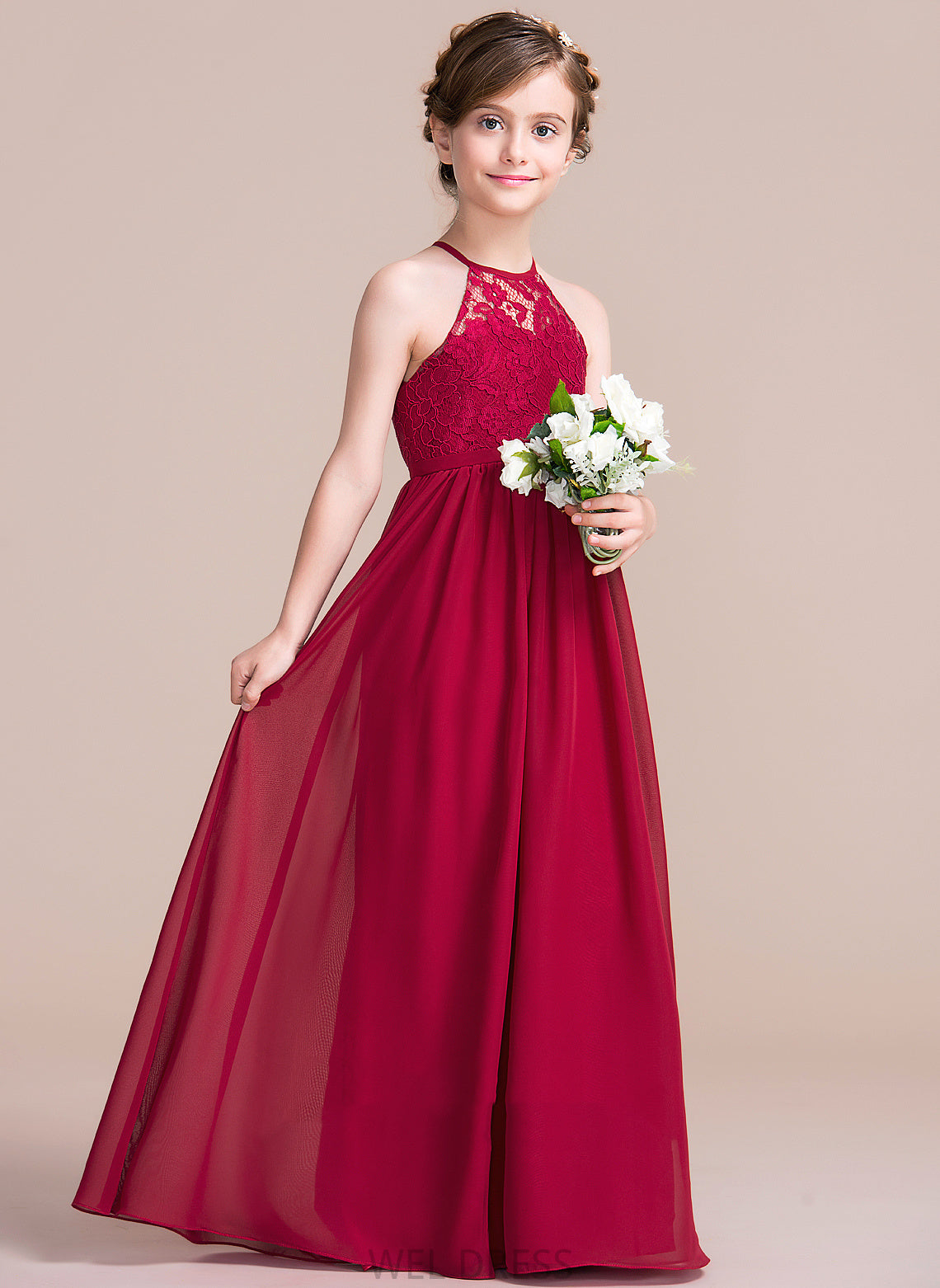 Sleeveless Girl Flower Scoop Dress Chiffon/Lace Flower Girl Dresses Adrianna - Floor-length A-Line Neck