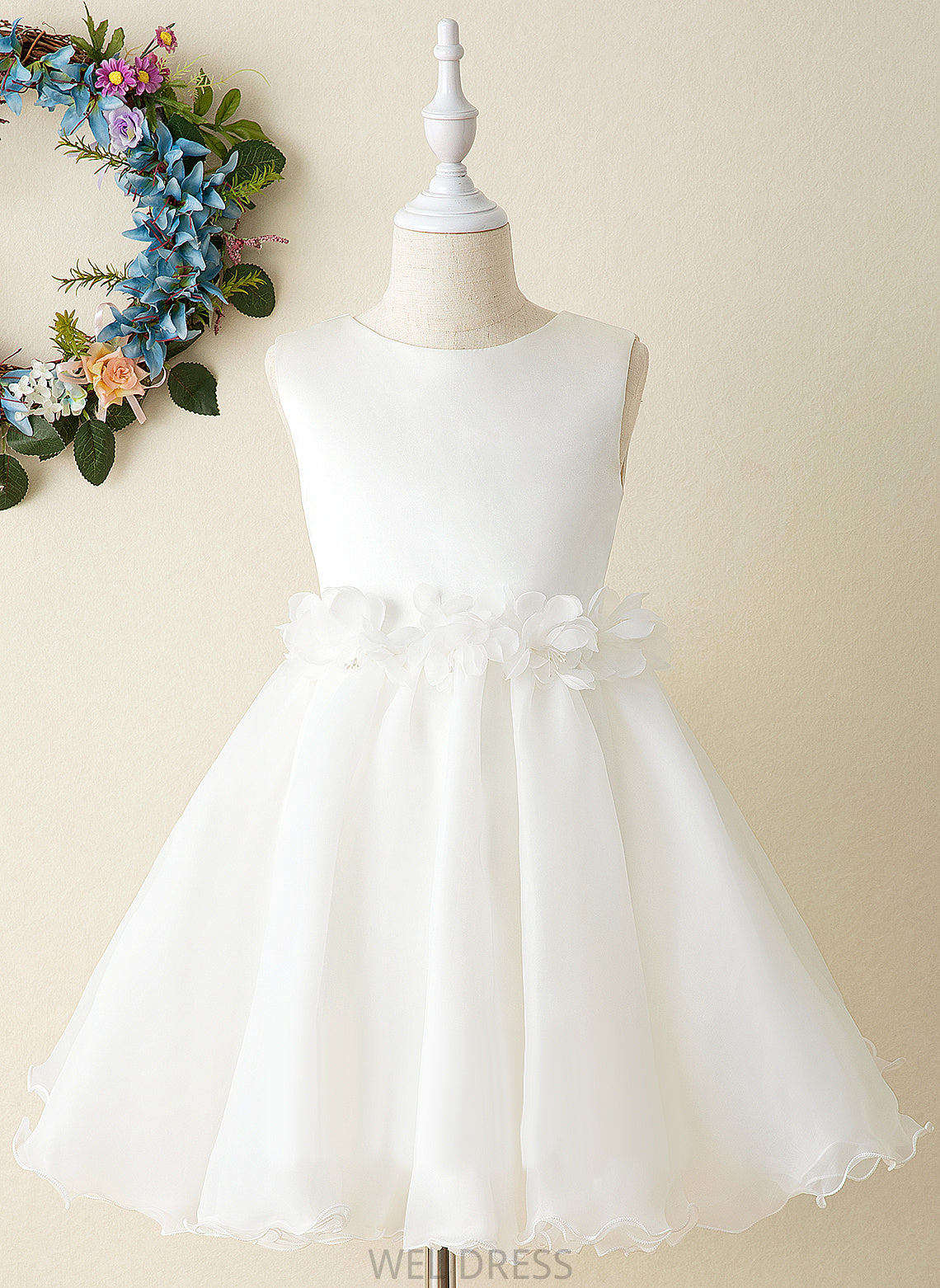 Sleeveless Flower Girl - Flower Girl Dresses Scoop Dress Neck A-Line Organza Donna Knee-length