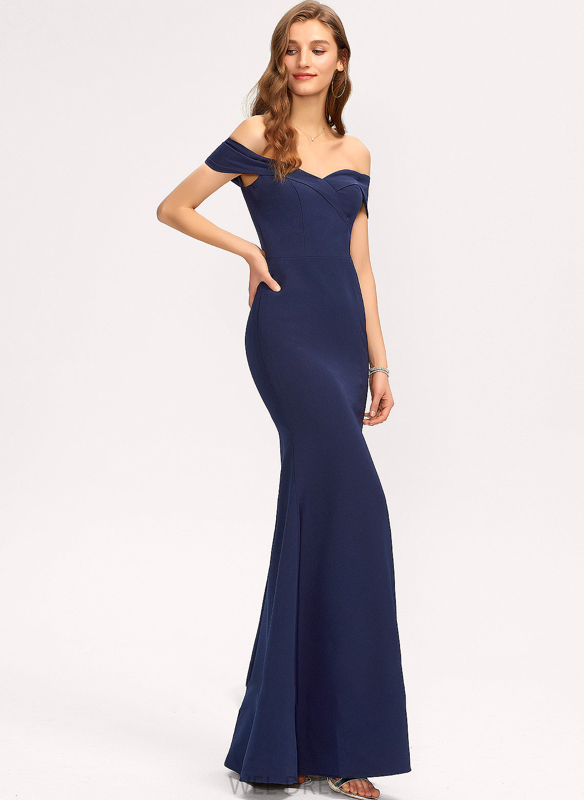 Crepe Harper Floor-Length Off-the-Shoulder Stretch Prom Dresses Trumpet/Mermaid Split With Front