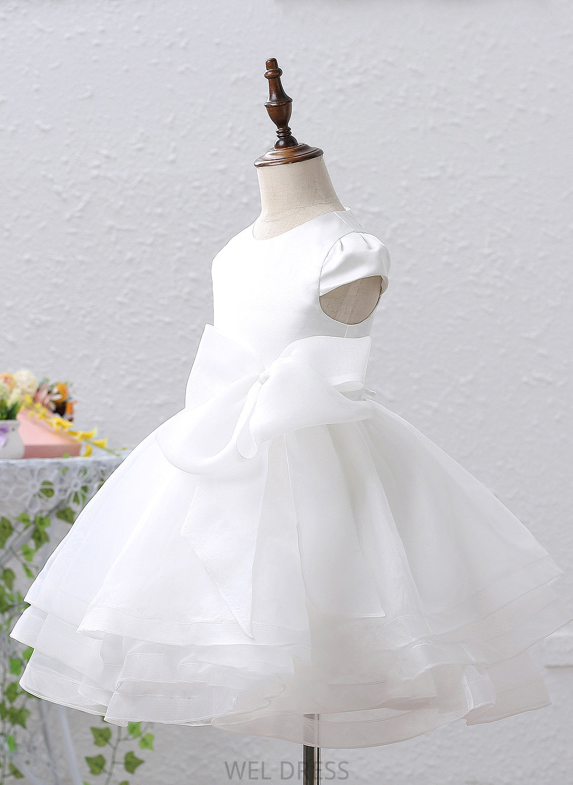 Sleeveless Knee-length A-Line/Princess Beading/Bow(s) Girl Ruby Scoop Dress Organza/Satin With - Flower Girl Dresses Flower Neck