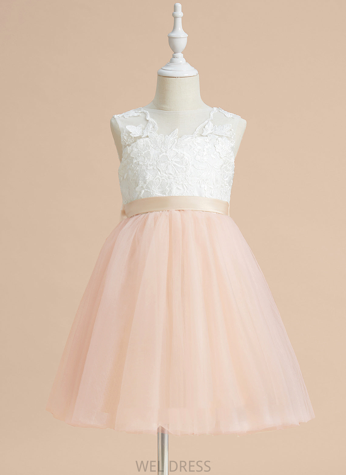 Neck Tulle/Lace Sleeveless Bow(s) Girl Flower - Knee-length Scoop Kaylynn Flower Girl Dresses Dress With A-Line