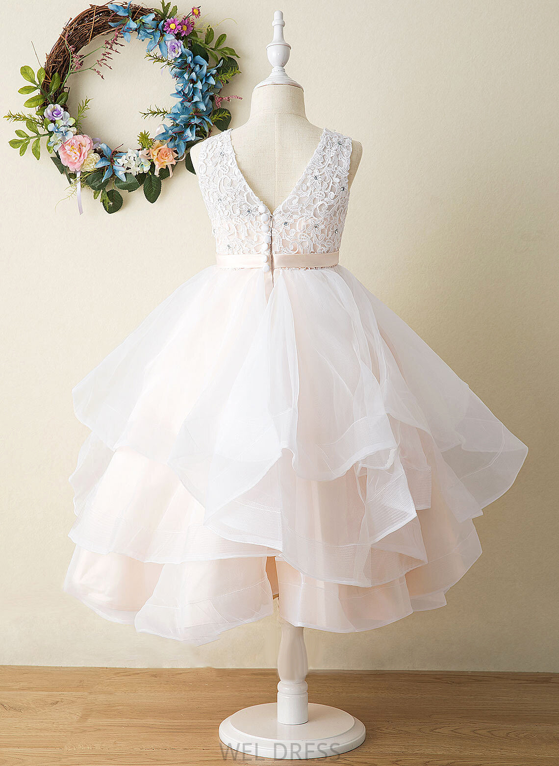 Ball-Gown/Princess Tea-length Flower Girl Dresses Neck Sleeveless Girl Scoop Dress - Aaliyah Tulle/Lace Flower