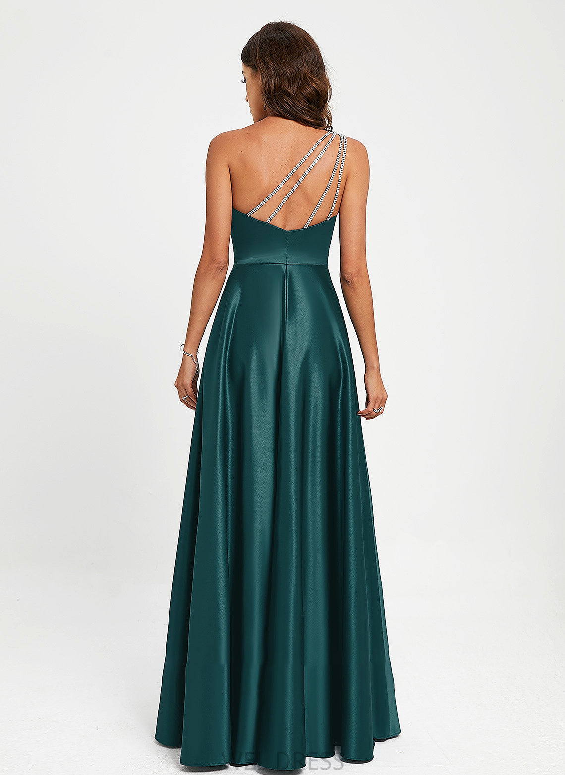 Prom Dresses Floor-Length With Beading One-Shoulder A-Line Satin Cristina