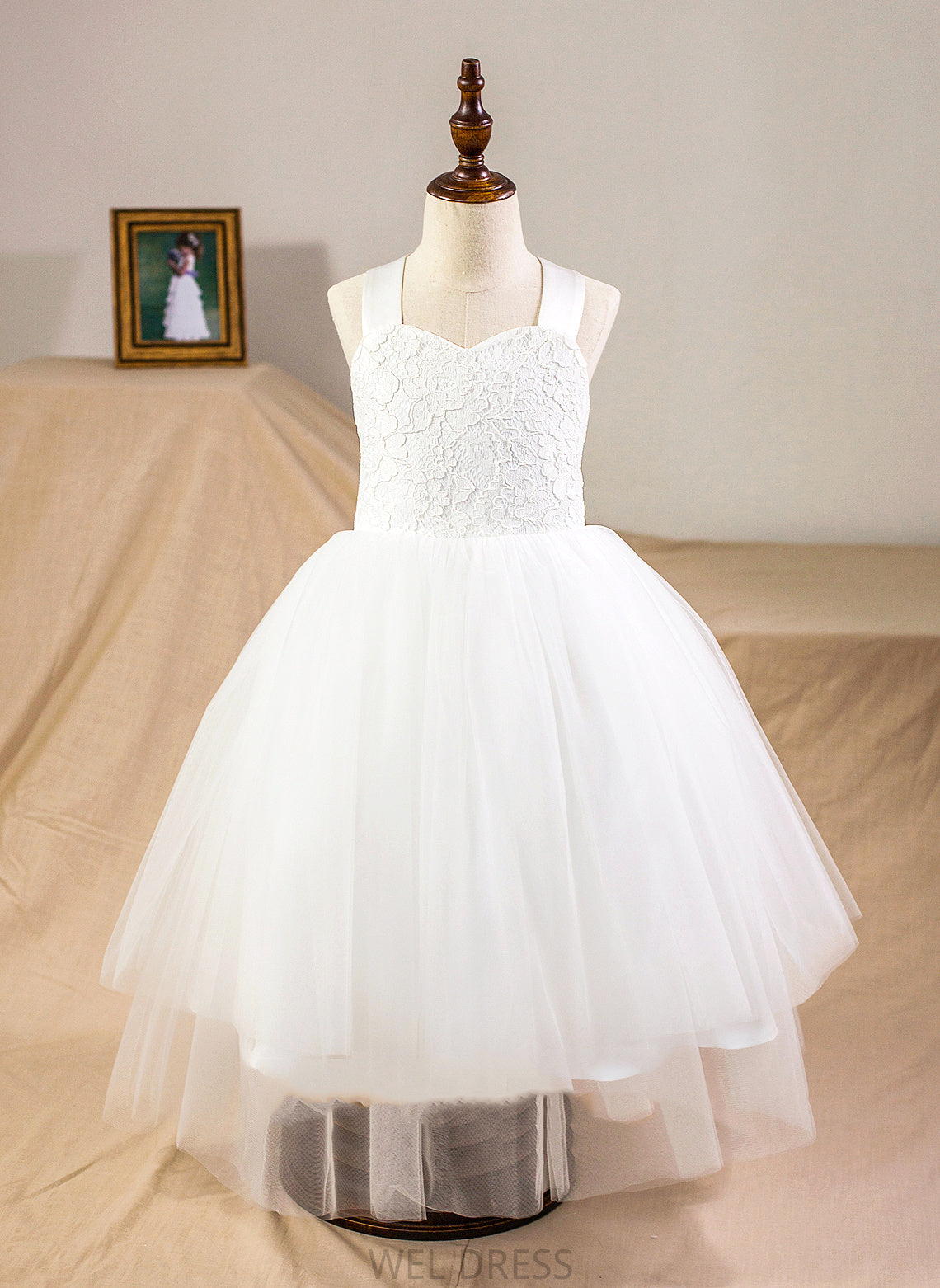 Bow(s) - Flower Dress With Marina Girl Flower Girl Dresses Tea-length Straps Sleeveless Satin/Tulle/Lace Ball-Gown/Princess