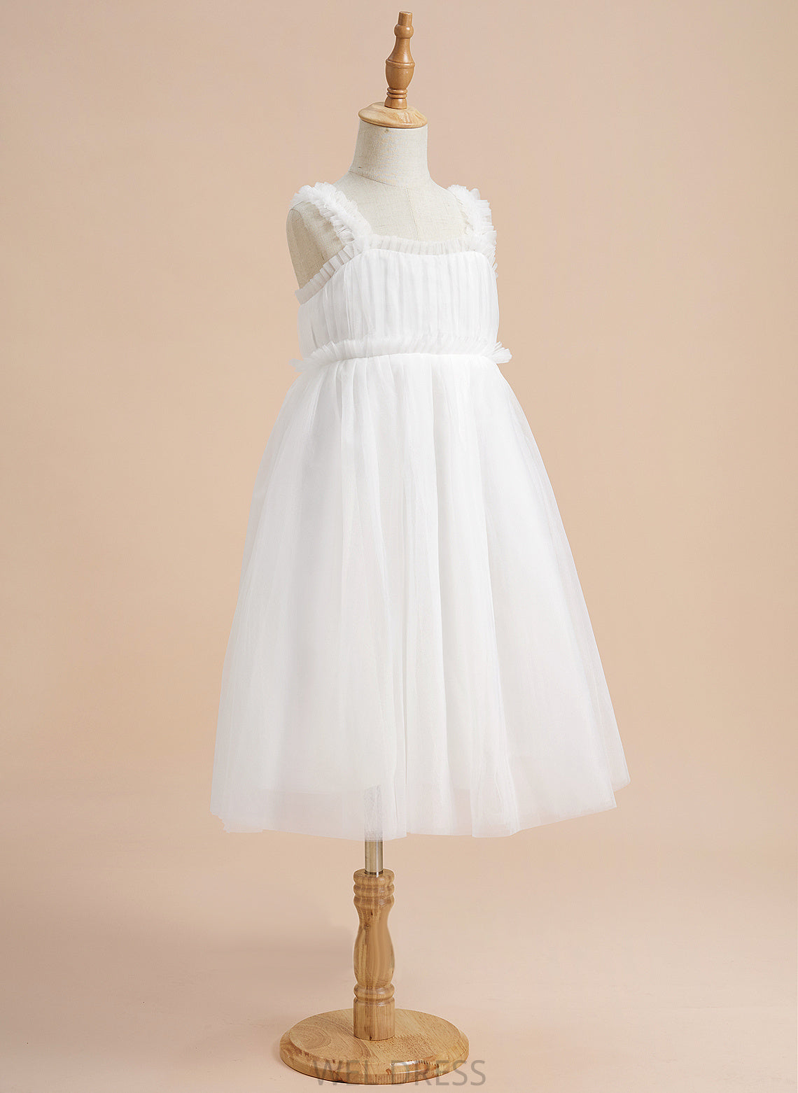 Melinda Girl Knee-length Dress Square Tulle Flower Flower Girl Dresses A-Line Neckline Sleeveless -