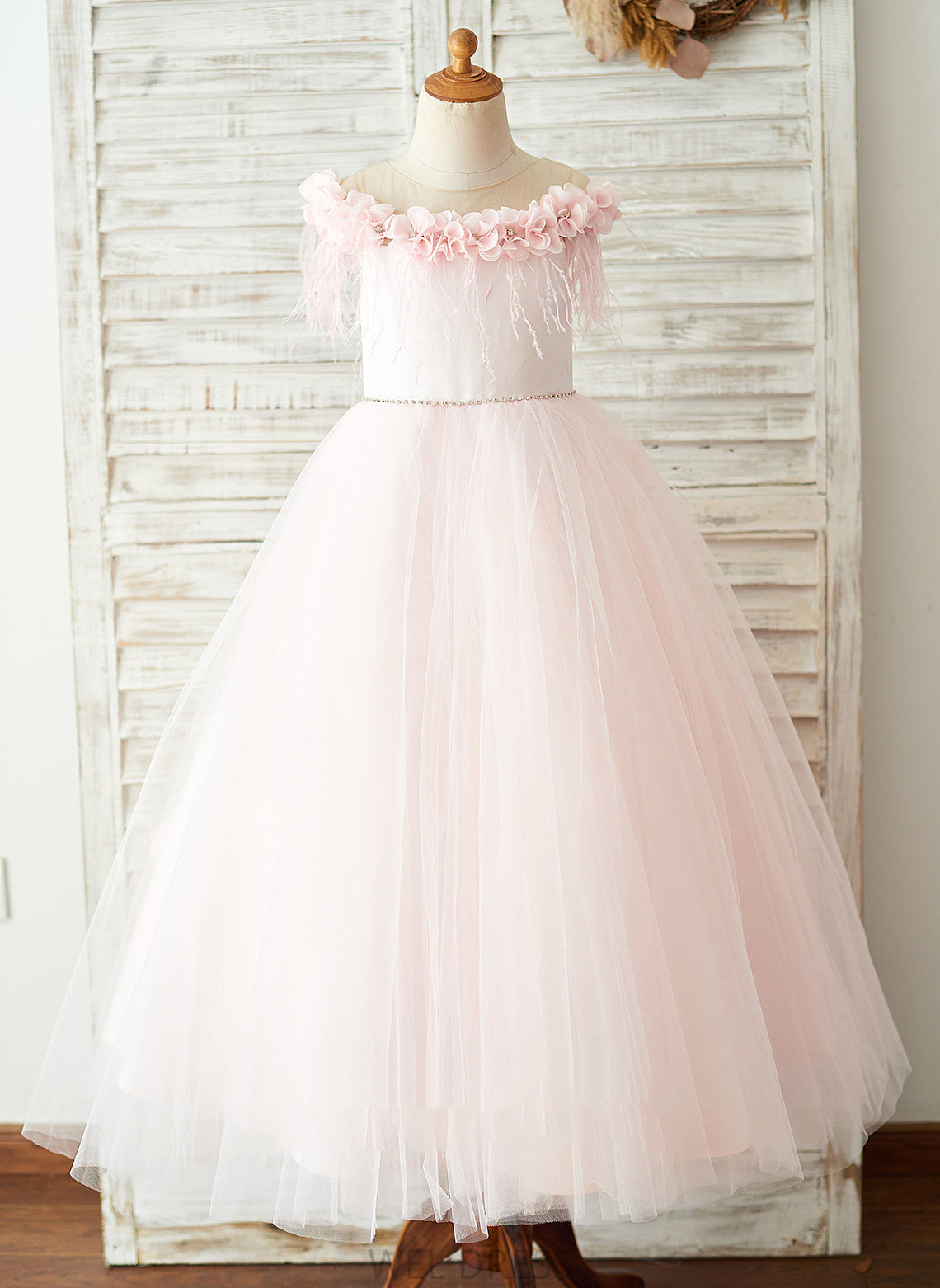 Neck Marlie Scoop Girl Tulle Sweep Flower With Sleeveless - A-Line Flower(s) Train Flower Girl Dresses Dress