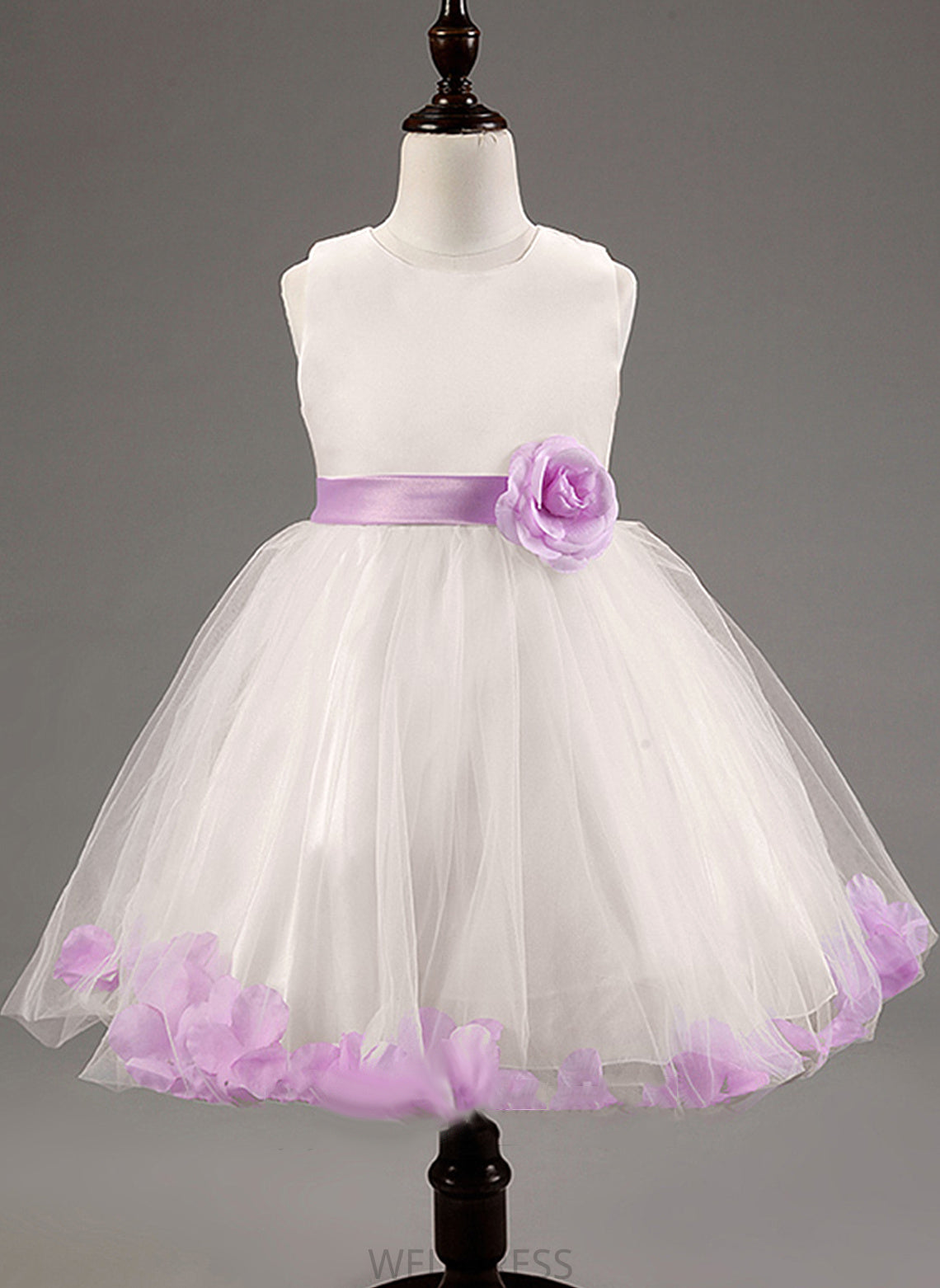 Flower - Sleeveless With Gown Dahlia Neck Girl Flower Girl Dresses Blends Cotton Flower(s)/Bow(s) Knee-length Scoop Dress Ball