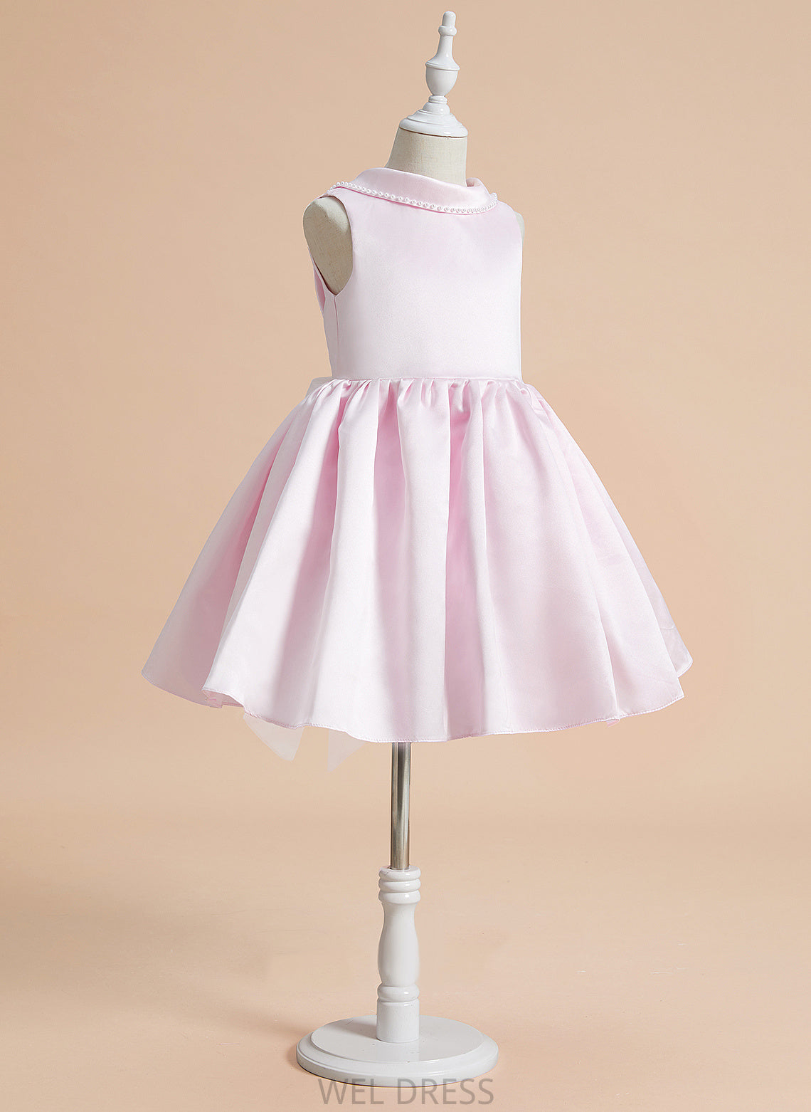 Flower Girl Dresses Scoop Neck Knee-length Girl A-Line With Sleeveless Satin Beading/Bow(s) Dress Flower - Tori