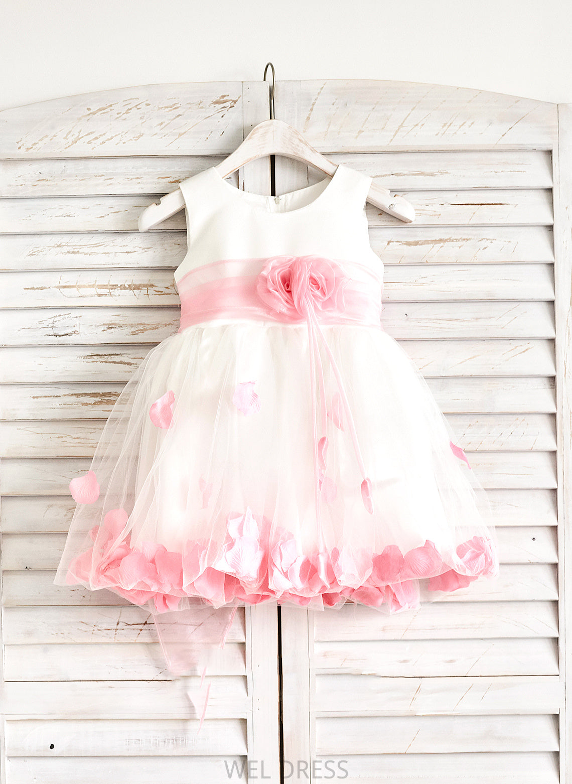 Neck Girl Knee-length - Scoop Organza/Satin/Tulle Flower(s) Flower With Sleeveless Flower Girl Dresses A-Line Dress Emma