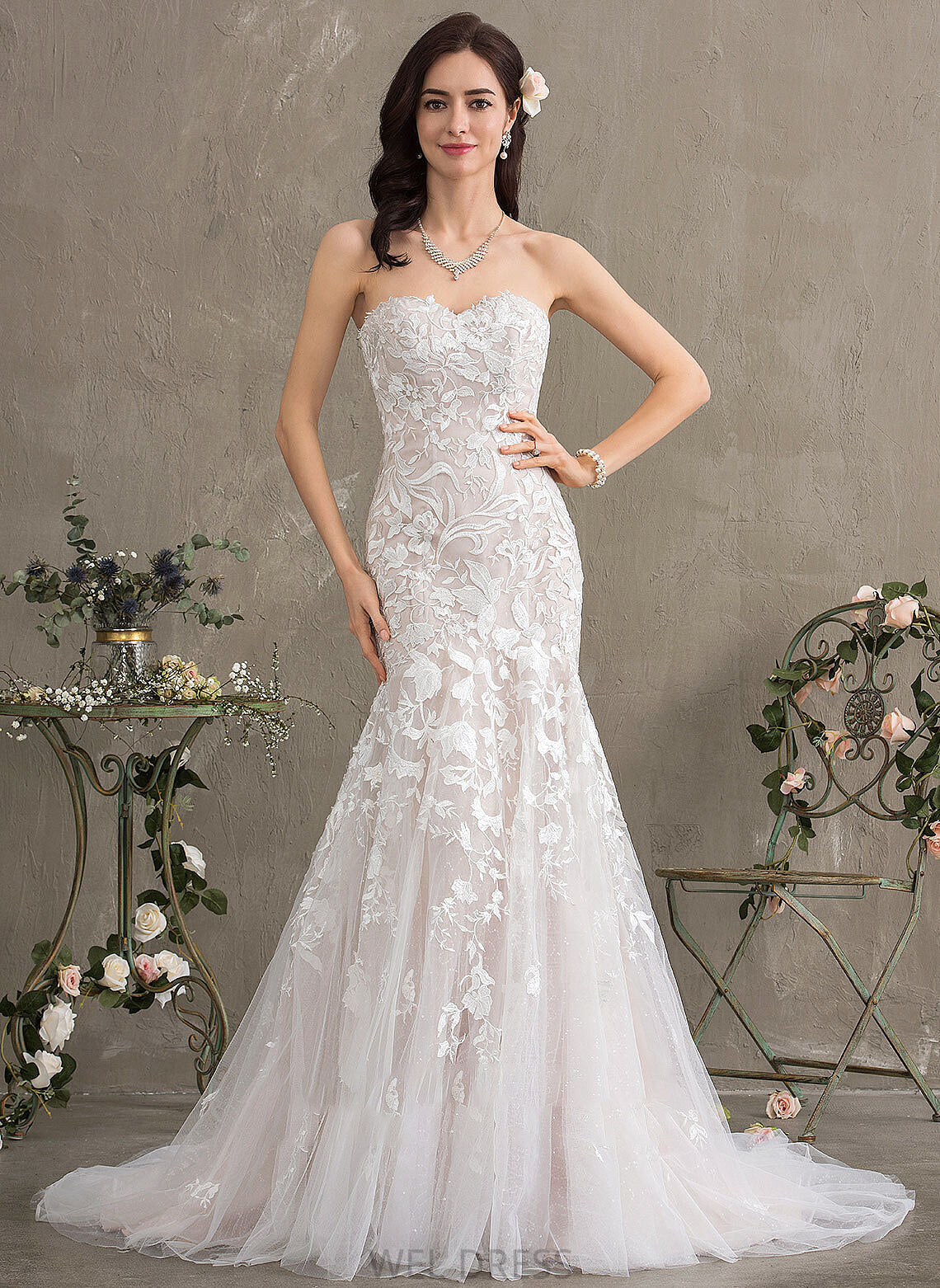 Haleigh Wedding Dress Lace Sweetheart Trumpet/Mermaid Wedding Dresses Train Tulle Court