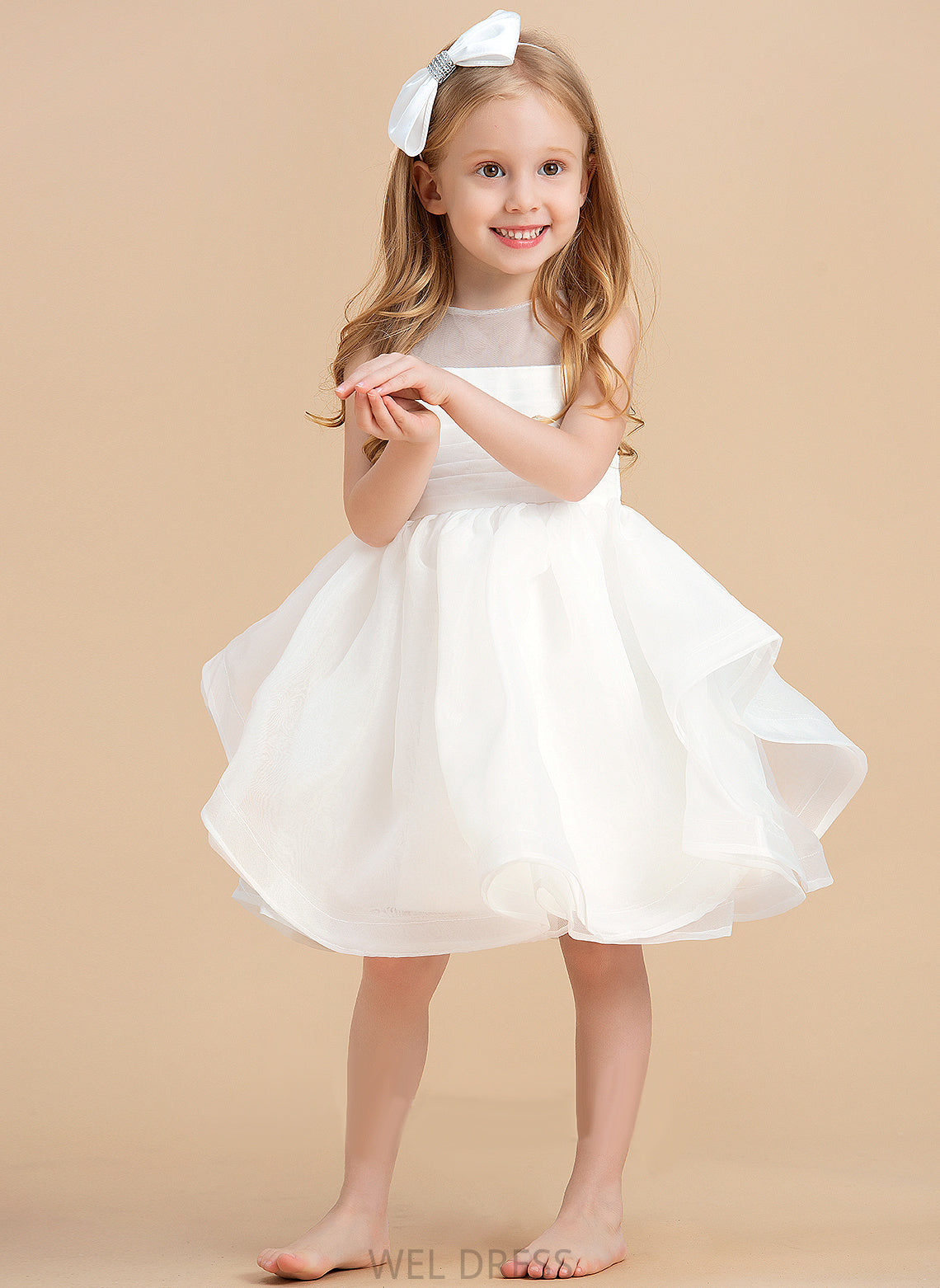 - Dress Organza Back V Scoop Girl Flower Knee-length Ball-Gown/Princess Flower Girl Dresses With Erica Sleeveless Neck