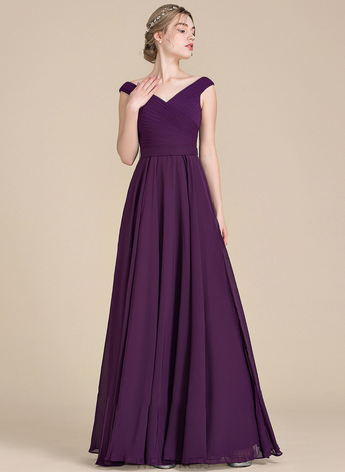 Chiffon With Ruffle Floor-Length Prom Dresses A-Line Off-the-Shoulder Xiomara