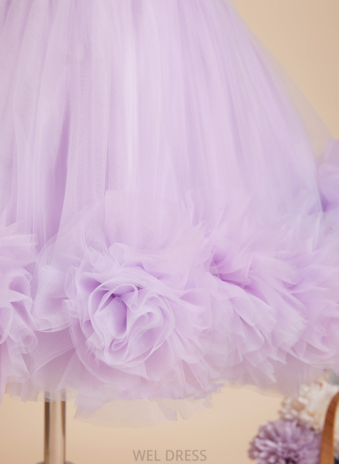 Flower Girl Satin/Tulle With Ball-Gown/Princess - Dress Sleeveless Natasha Neck Knee-length Flower Girl Dresses Flower(s)/Sequins Scoop