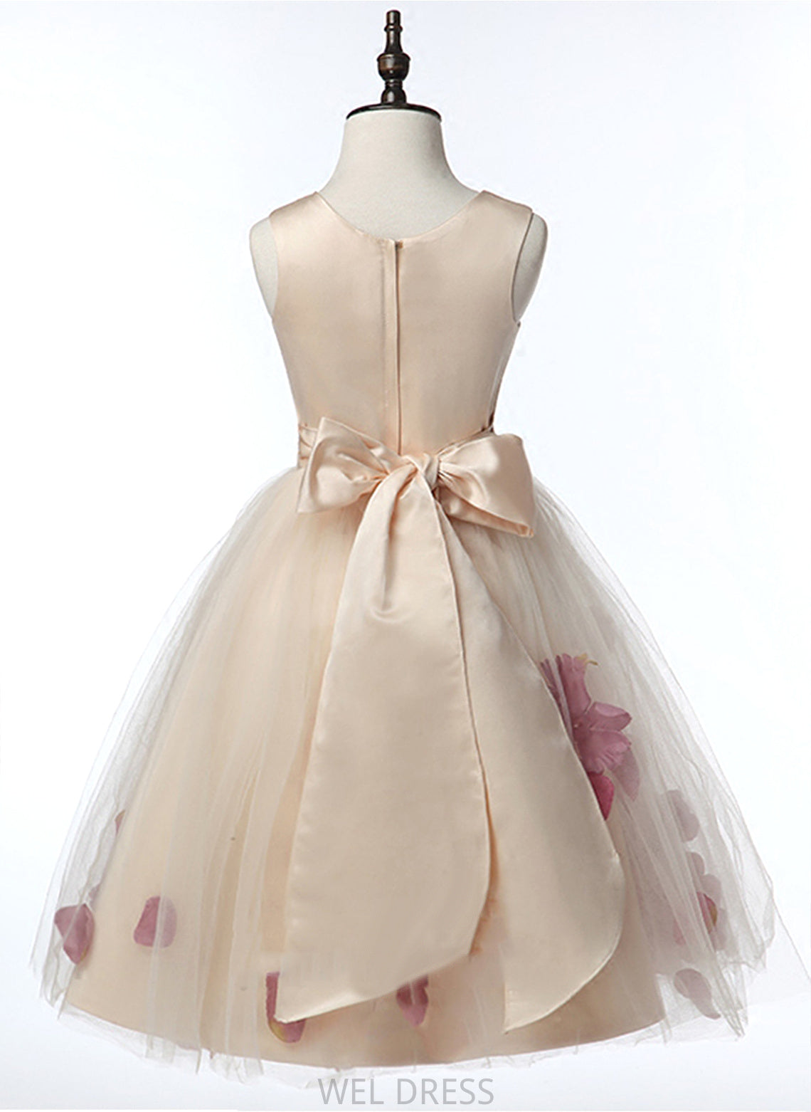 Knee-length Scoop Sleeveless - Myah With Dress Satin/Tulle Neck Flower A-Line Girl Flower Girl Dresses Flower(s)