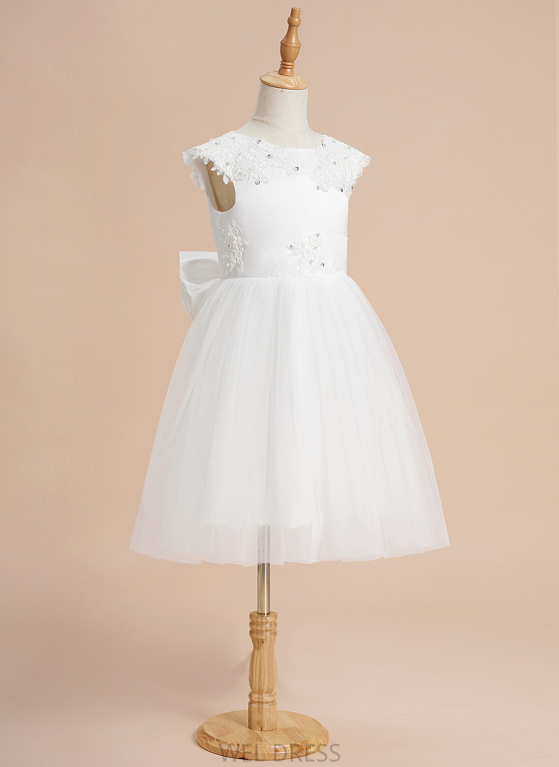 Neck Julianna A-Line Sleeveless Dress Beading/Sequins/Bow(s) - Knee-length Girl With Flower Girl Dresses Tulle Flower Scoop