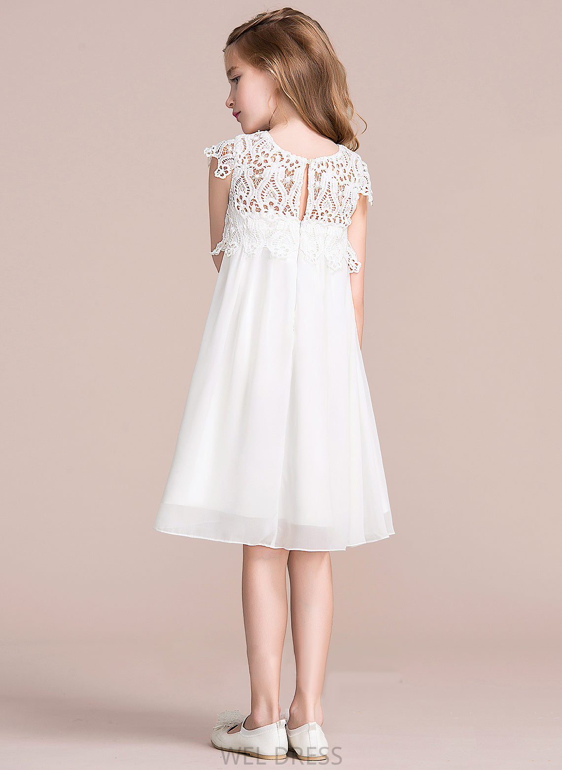 Neck Empire Scoop Dress Kaiya Flower - Sleeveless Knee-length Girl Chiffon/Lace Flower Girl Dresses