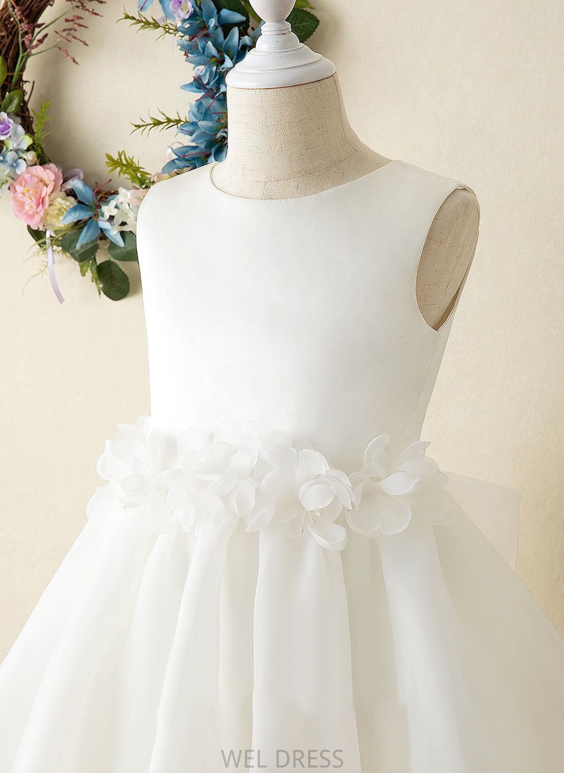 Sleeveless Flower Girl - Flower Girl Dresses Scoop Dress Neck A-Line Organza Donna Knee-length