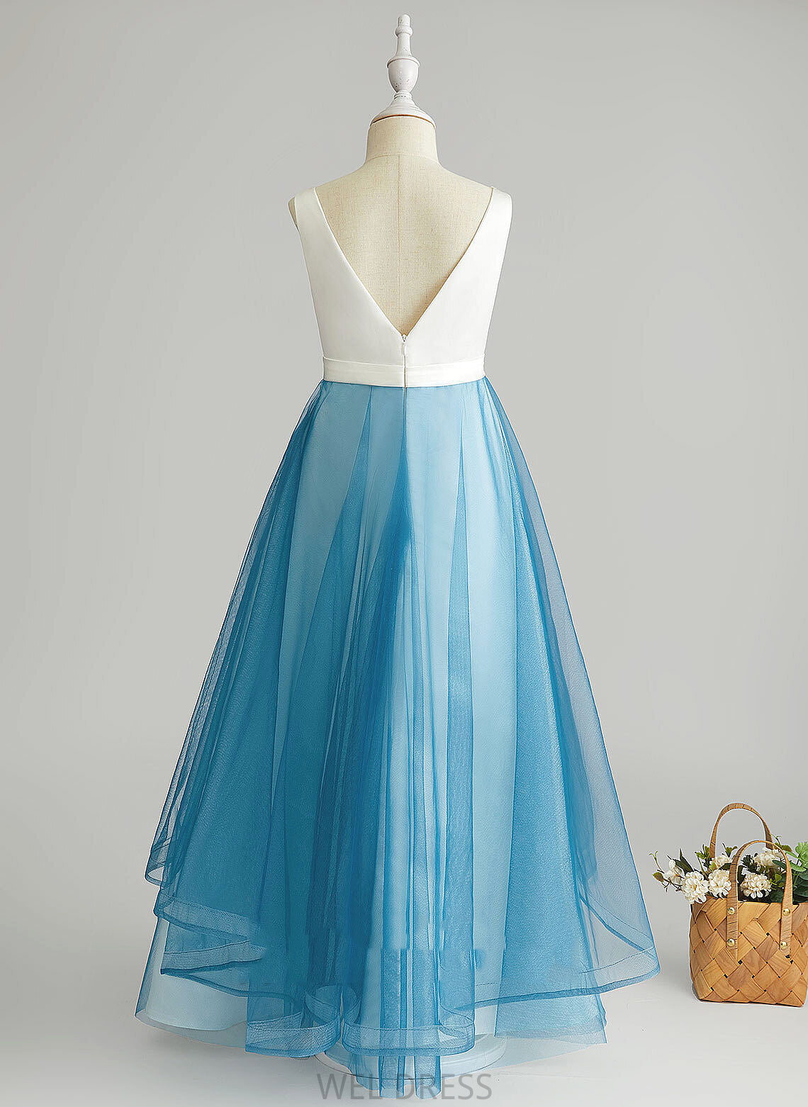 Flower V-neck Dress - Flower Girl Dresses Jaylynn Sleeveless Floor-length A-Line Girl Tulle