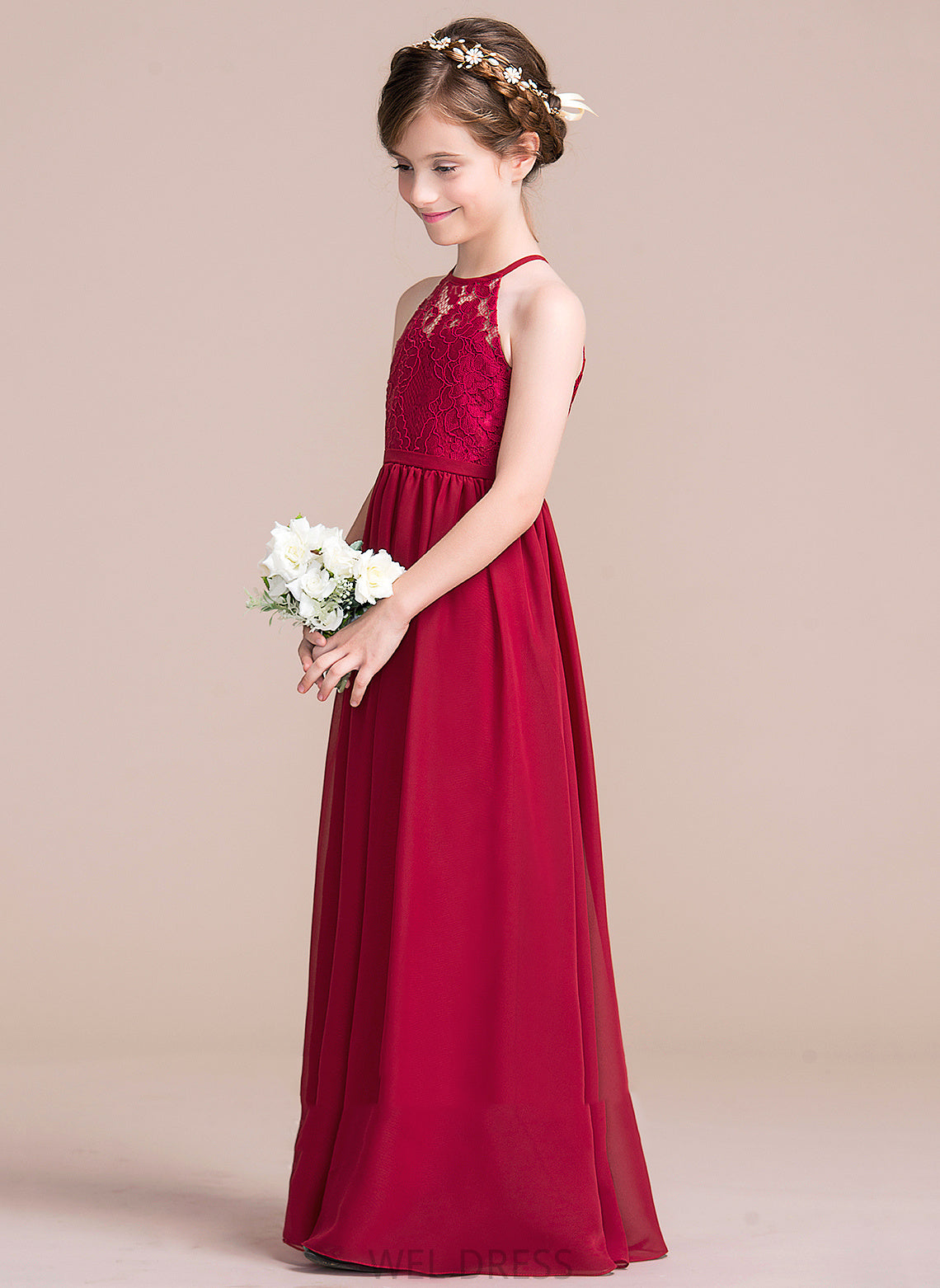 Sleeveless Girl Flower Scoop Dress Chiffon/Lace Flower Girl Dresses Adrianna - Floor-length A-Line Neck