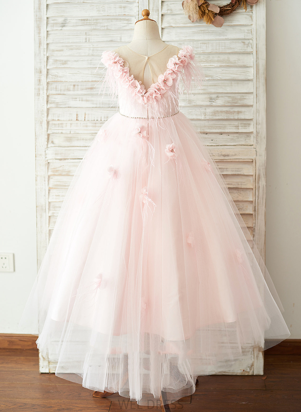 Neck Marlie Scoop Girl Tulle Sweep Flower With Sleeveless - A-Line Flower(s) Train Flower Girl Dresses Dress