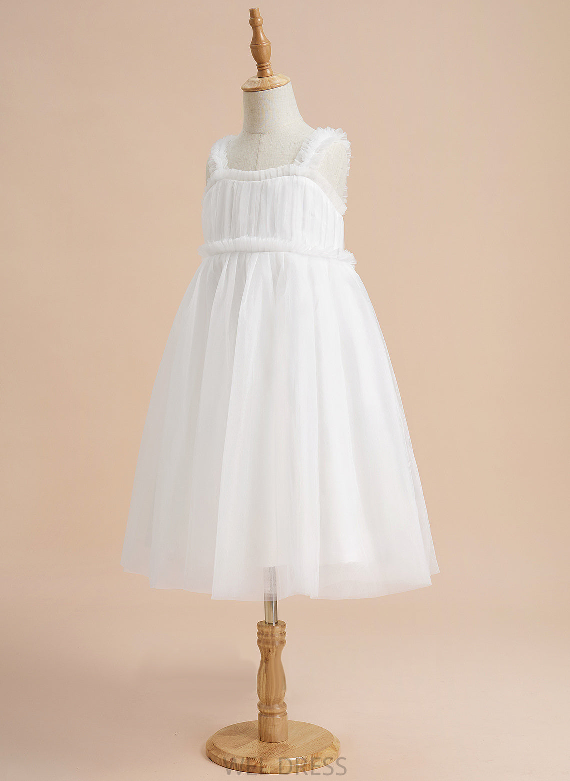 Melinda Girl Knee-length Dress Square Tulle Flower Flower Girl Dresses A-Line Neckline Sleeveless -