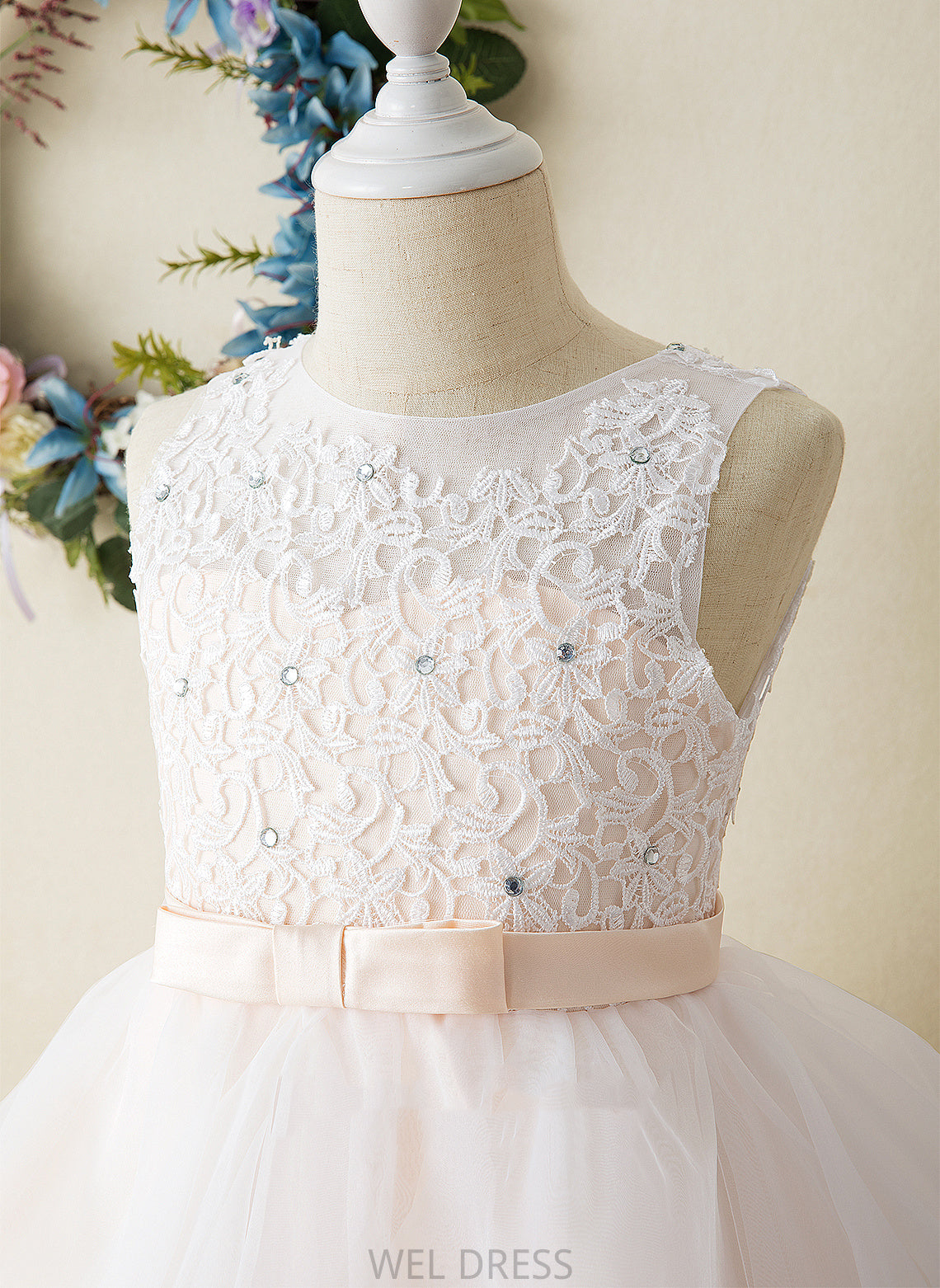 Ball-Gown/Princess Tea-length Flower Girl Dresses Neck Sleeveless Girl Scoop Dress - Aaliyah Tulle/Lace Flower