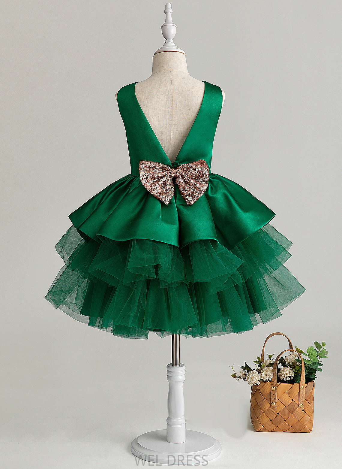 Flower Girl Dresses Girl Neck Ball-Gown/Princess Sleeveless - Tulle With Dress Bow(s) Yasmin Flower Scoop Knee-length