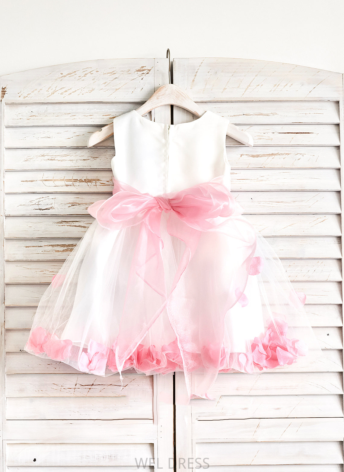 Neck Girl Knee-length - Scoop Organza/Satin/Tulle Flower(s) Flower With Sleeveless Flower Girl Dresses A-Line Dress Emma