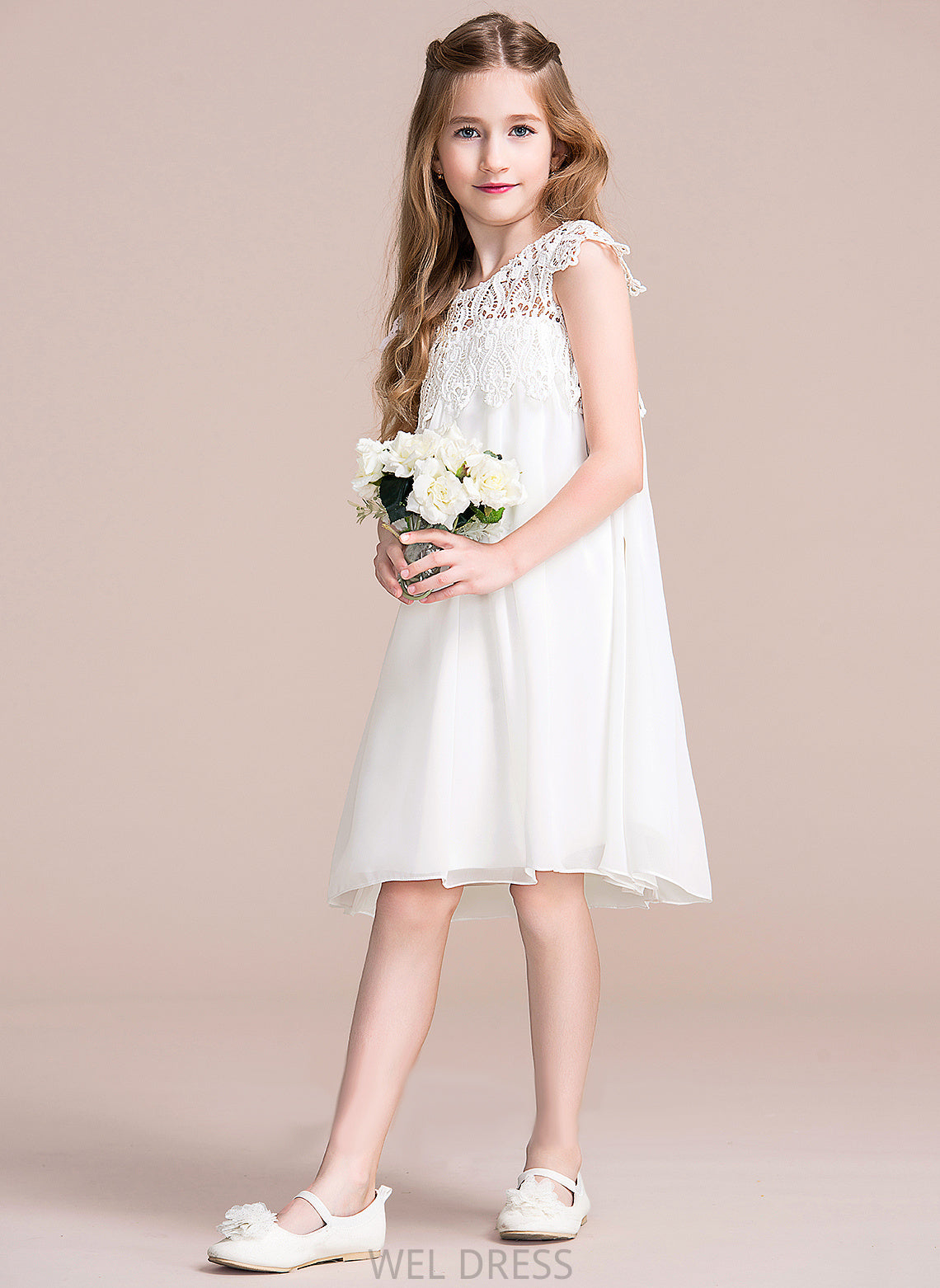 Neck Empire Scoop Dress Kaiya Flower - Sleeveless Knee-length Girl Chiffon/Lace Flower Girl Dresses