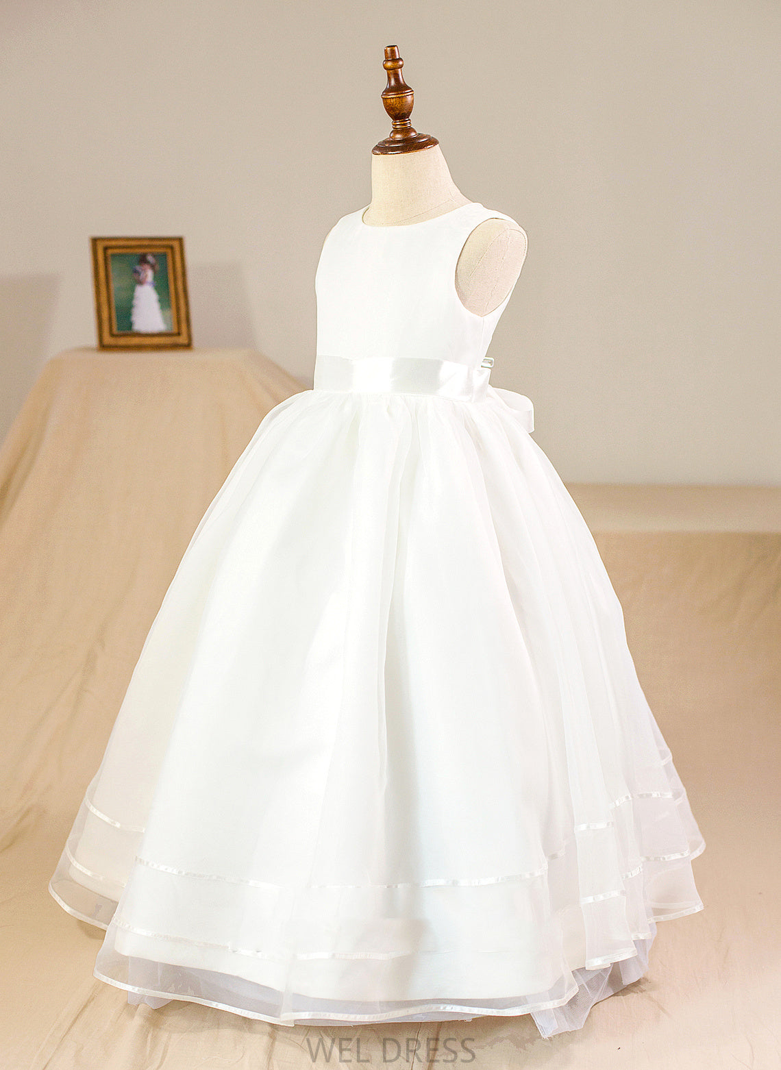 NOT Kristina Floor-length Organza/Satin Bow(s) included) - Sleeveless With Flower Ball-Gown/Princess Girl Dress Neck (Petticoat Flower Girl Dresses Scoop