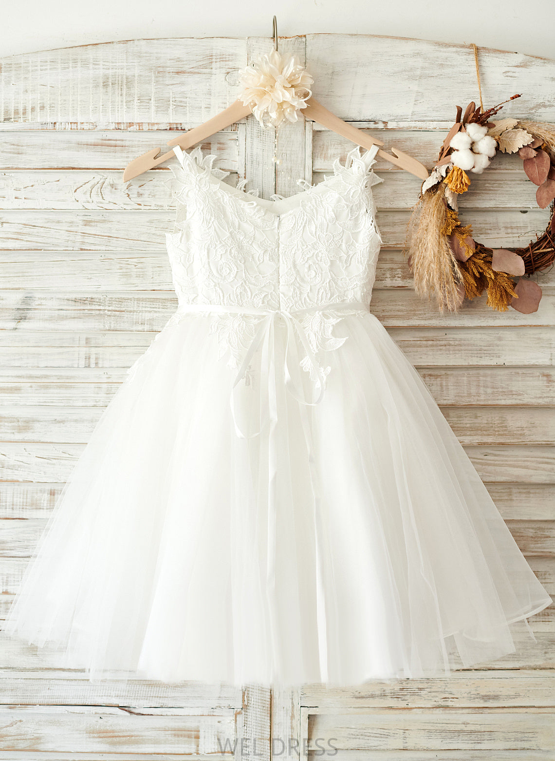 Straps - Dress Rhinestone A-Line Girl Flower Girl Dresses Knee-length Tulle/Lace Mina With Sleeveless Flower