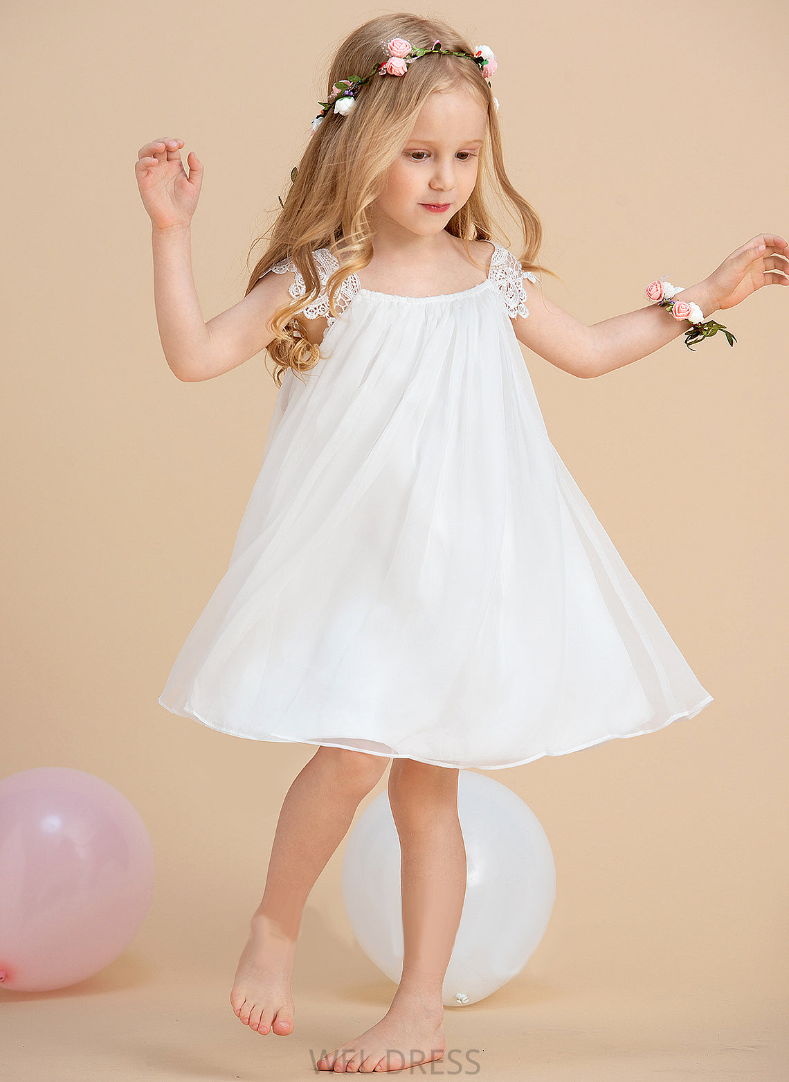 Chiffon A-Line/Princess Flower Girl Dresses With Dress Flower Millicent Scoop Neck Tea-length Lace Girl - Sleeveless