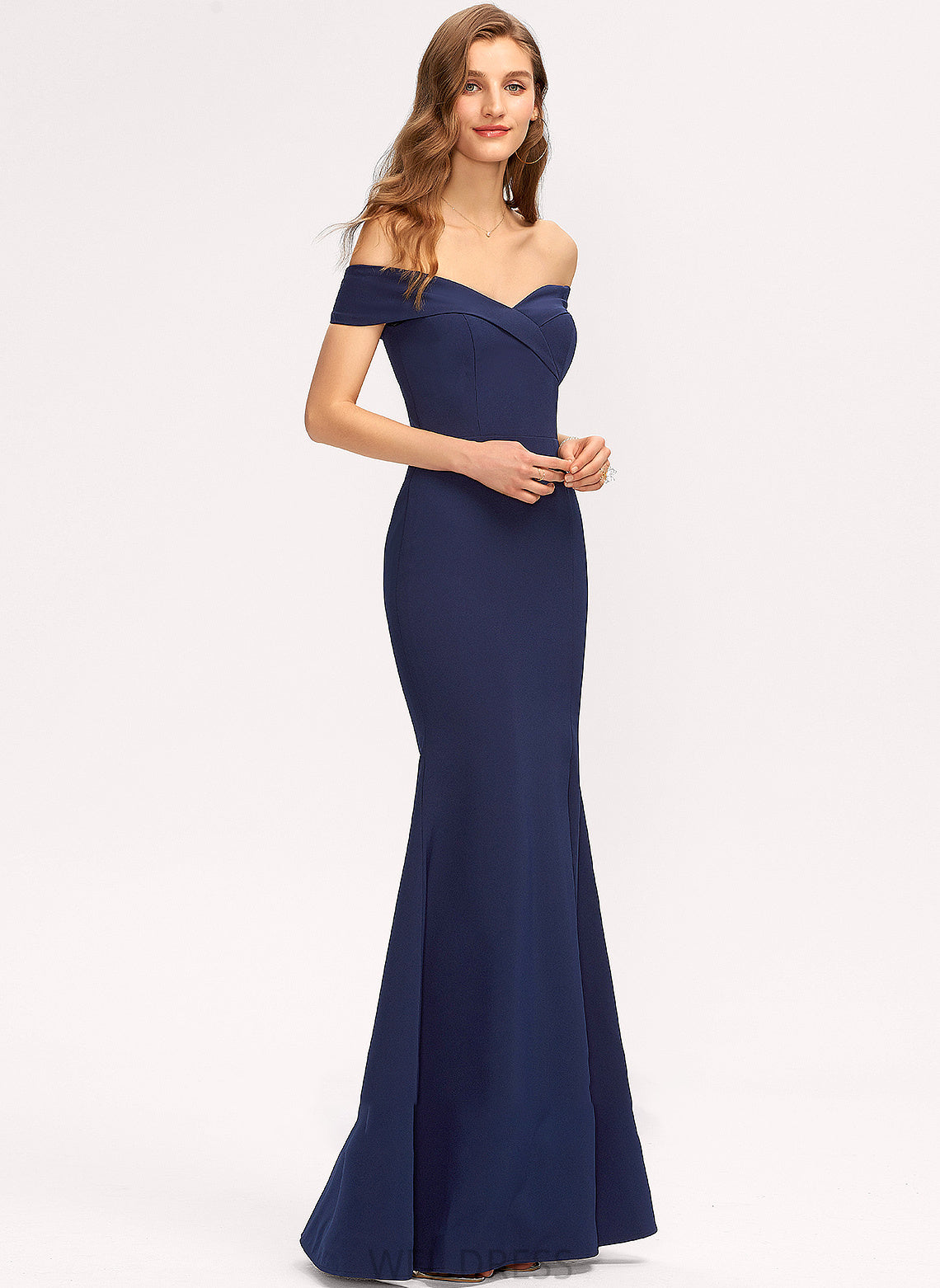 Crepe Harper Floor-Length Off-the-Shoulder Stretch Prom Dresses Trumpet/Mermaid Split With Front