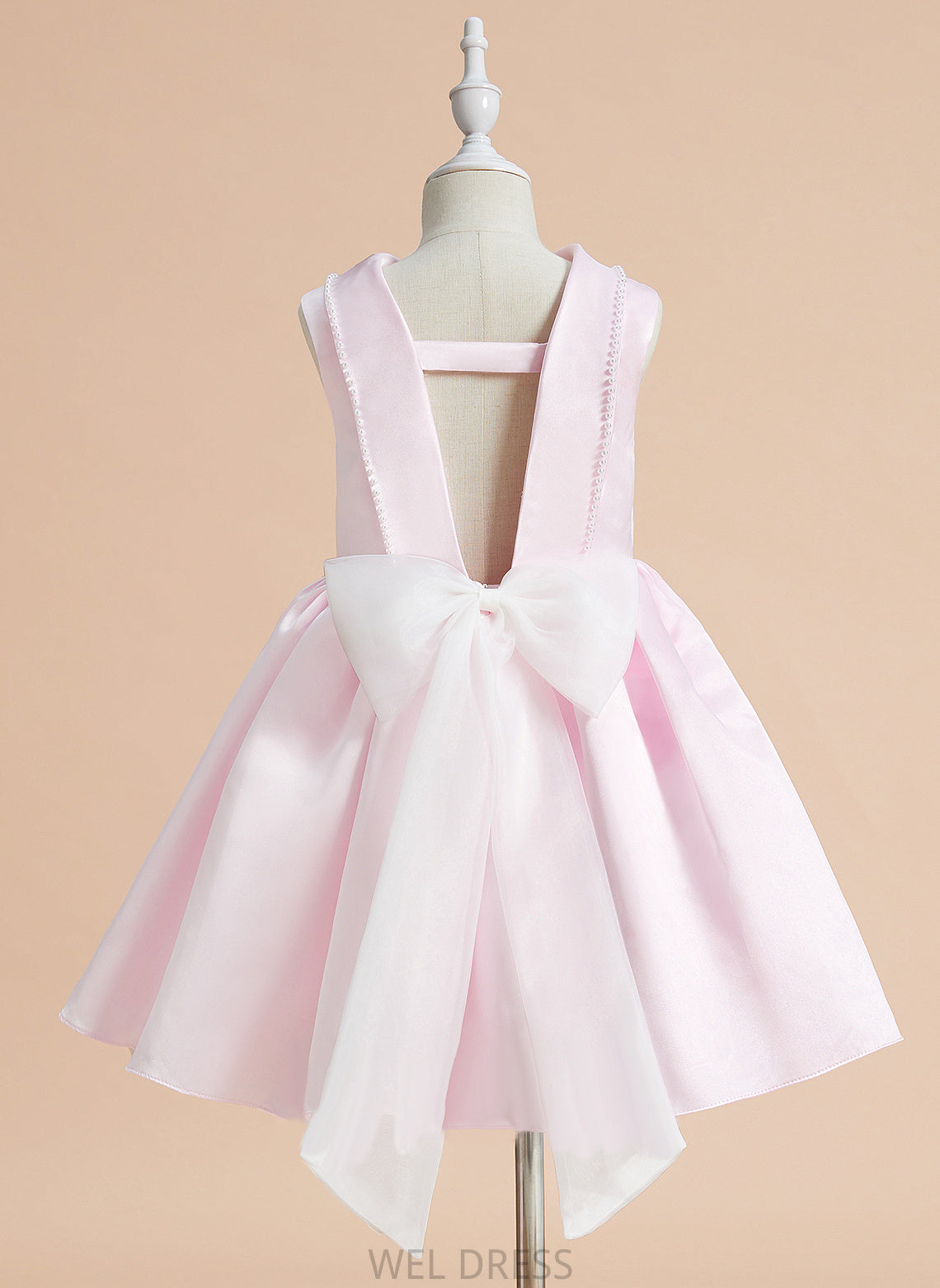 Flower Girl Dresses Scoop Neck Knee-length Girl A-Line With Sleeveless Satin Beading/Bow(s) Dress Flower - Tori