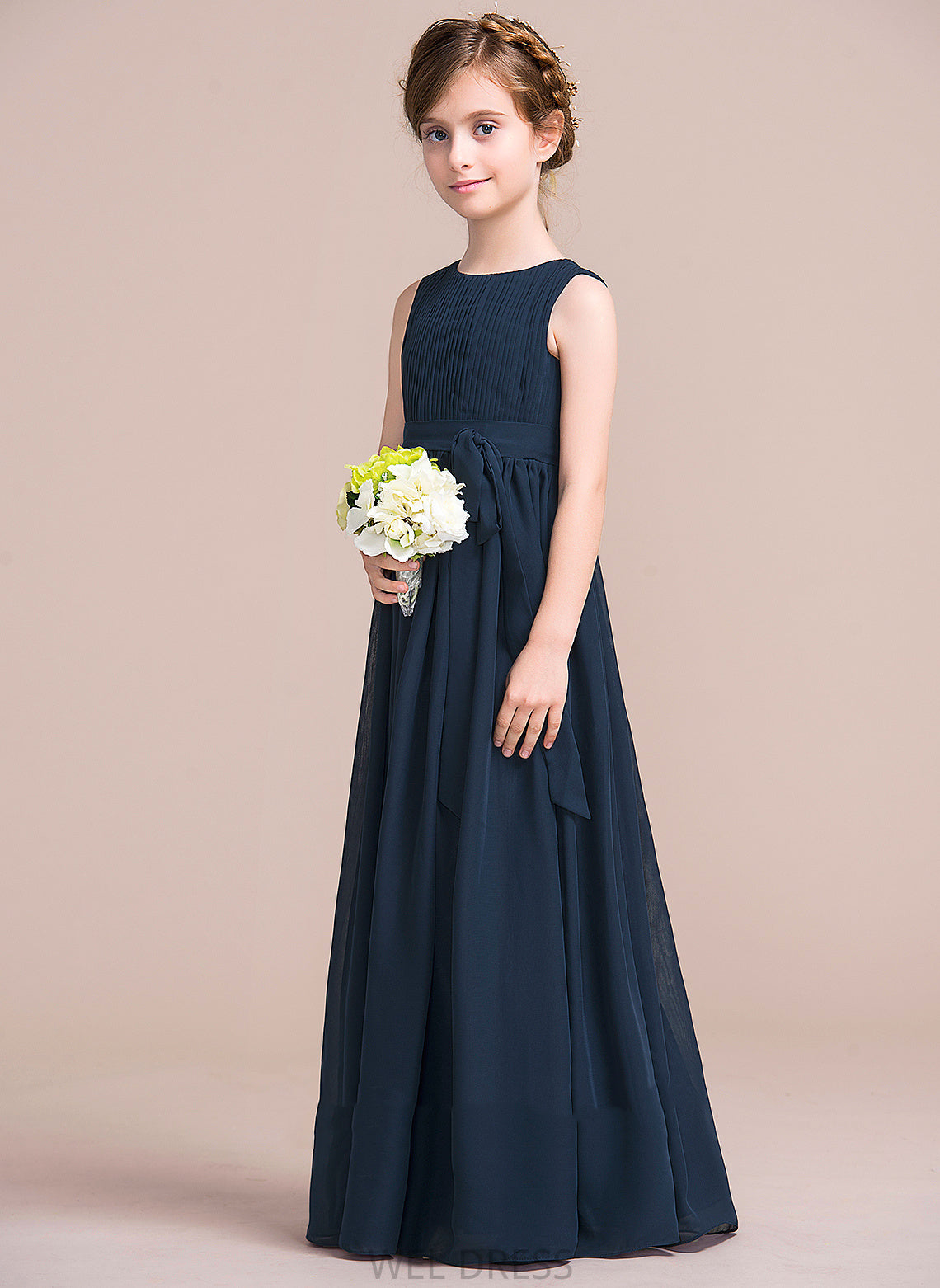 Empire Sleeveless Chiffon Flower Girl Dresses Girl Flower - With Dress Neck Floor-length Bow(s) Scoop Princess