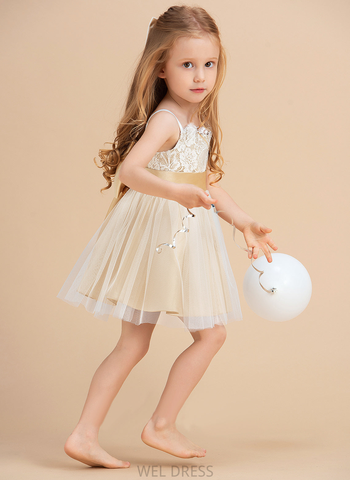 Sleeveless Jocelynn Knee-length (Undetachable Flower Flower Girl Dresses Girl Tulle/Lace Dress Straps - With sash) A-Line/Princess Sash/Bow(s)