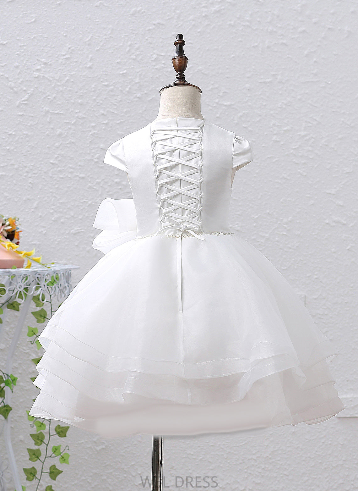 Sleeveless Knee-length A-Line/Princess Beading/Bow(s) Girl Ruby Scoop Dress Organza/Satin With - Flower Girl Dresses Flower Neck