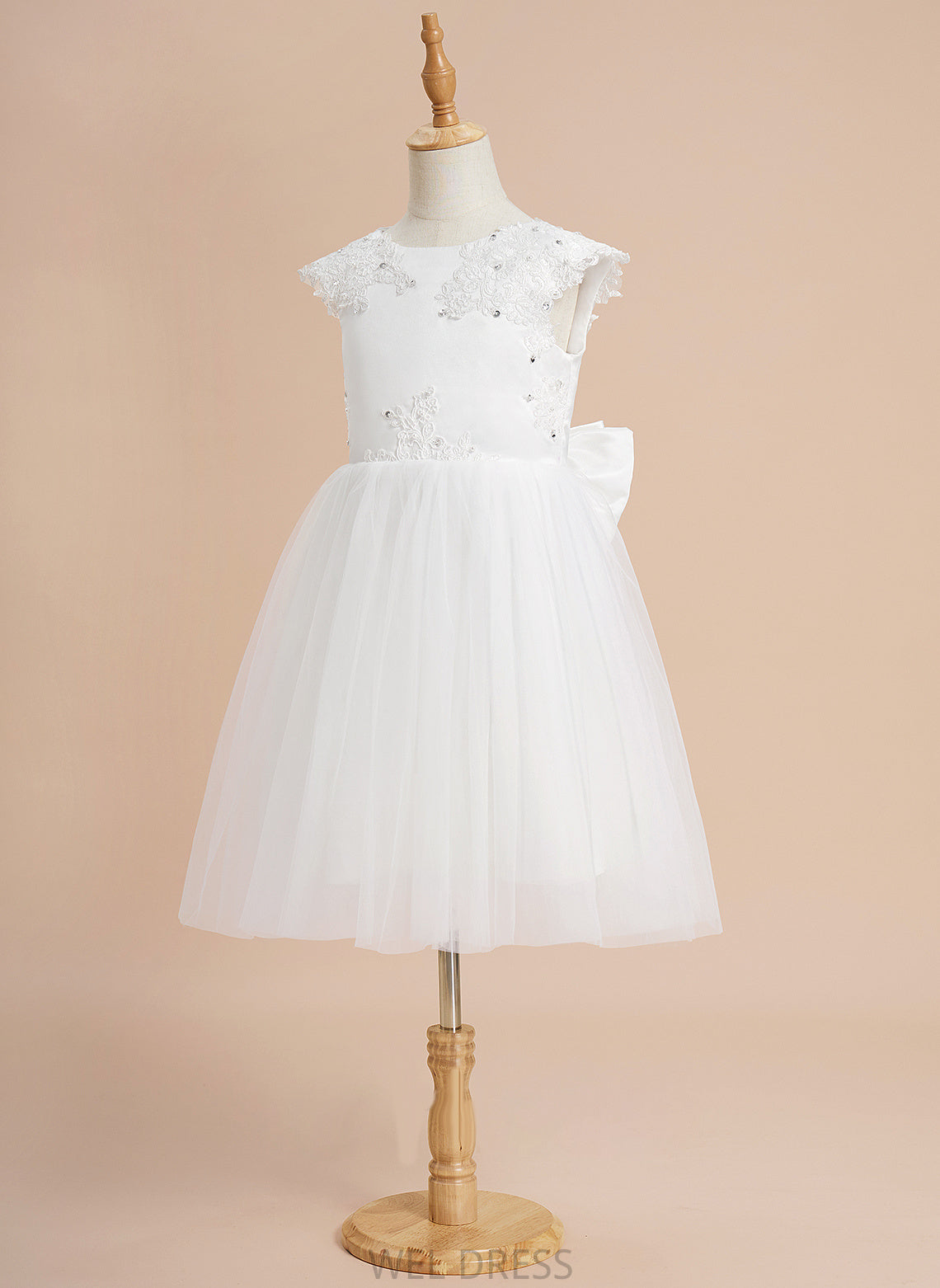 Neck Julianna A-Line Sleeveless Dress Beading/Sequins/Bow(s) - Knee-length Girl With Flower Girl Dresses Tulle Flower Scoop