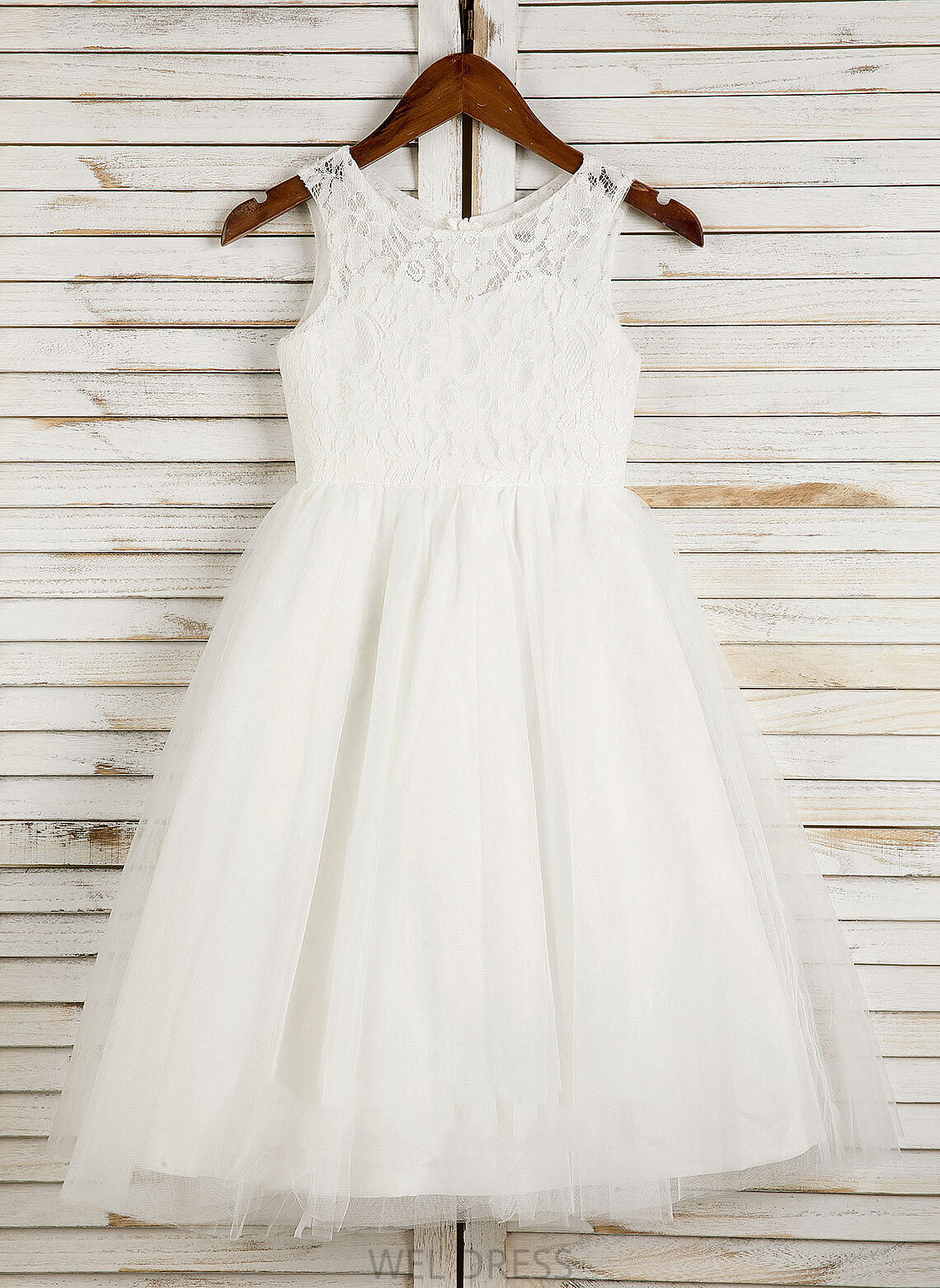 Girl Sleeveless Angeline Neck Tulle/Lace Flower Tea-length Scoop - Sash/Bow(s) A-Line/Princess With Flower Girl Dresses Dress