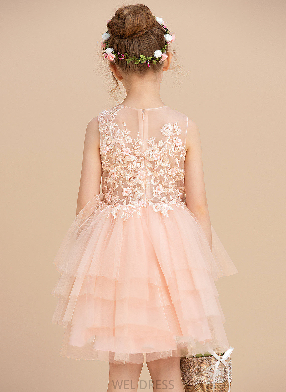 Neck With Dress Lace/Beading - Flower Girl Ball-Gown/Princess Sleeveless Tulle/Lace Rose Flower Girl Dresses Scoop Knee-length