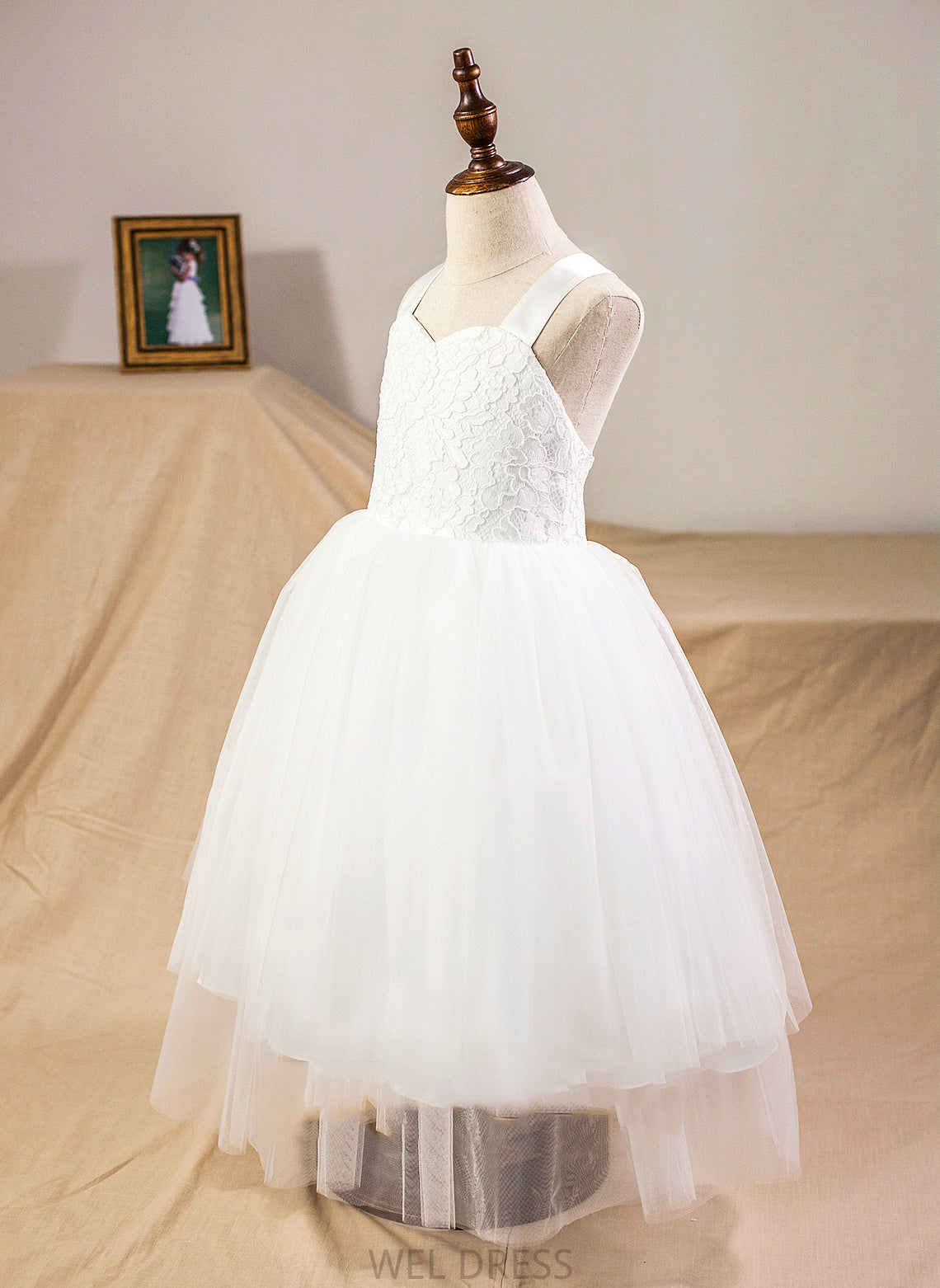 Bow(s) - Flower Dress With Marina Girl Flower Girl Dresses Tea-length Straps Sleeveless Satin/Tulle/Lace Ball-Gown/Princess