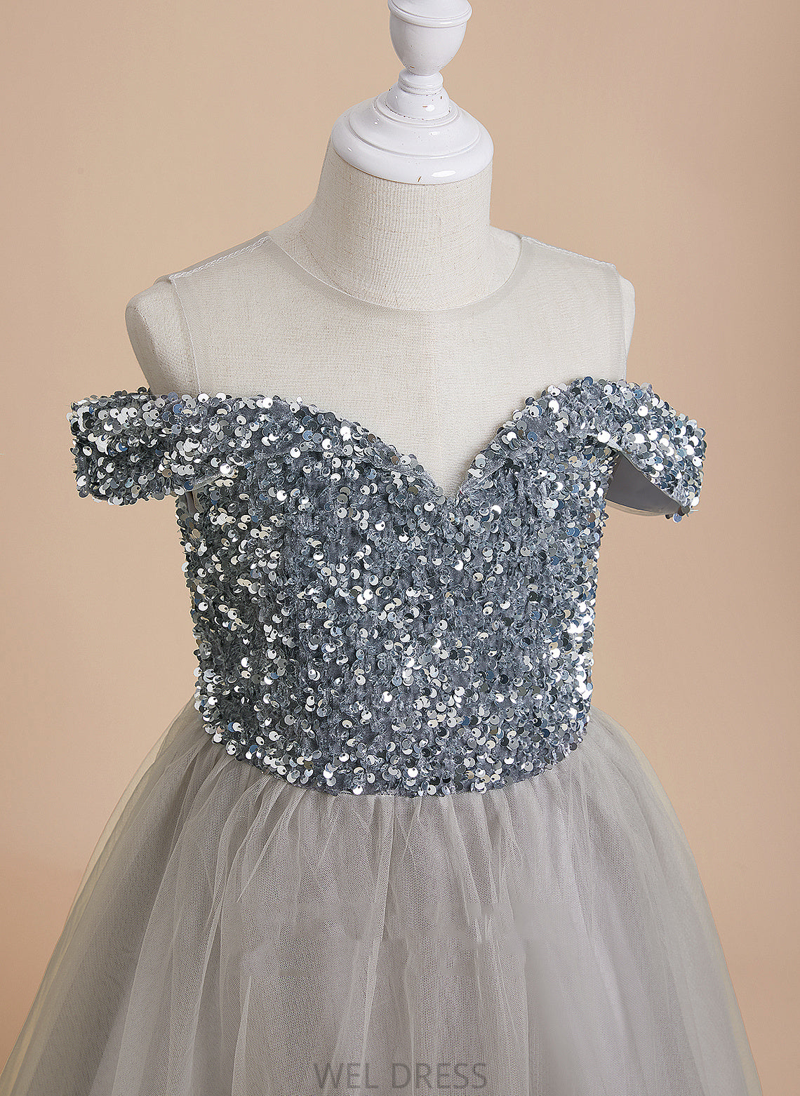 Floor-length Neck Scoop Flower A-Line Dress Flower Girl Dresses Tulle/Sequined Girl - Judy Sleeveless