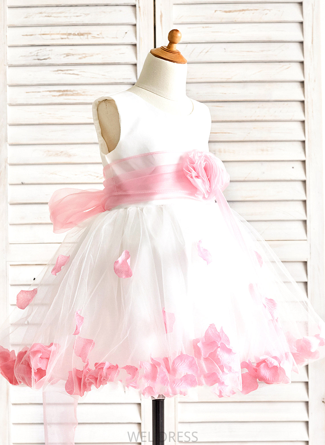 Neck Girl Knee-length - Scoop Organza/Satin/Tulle Flower(s) Flower With Sleeveless Flower Girl Dresses A-Line Dress Emma