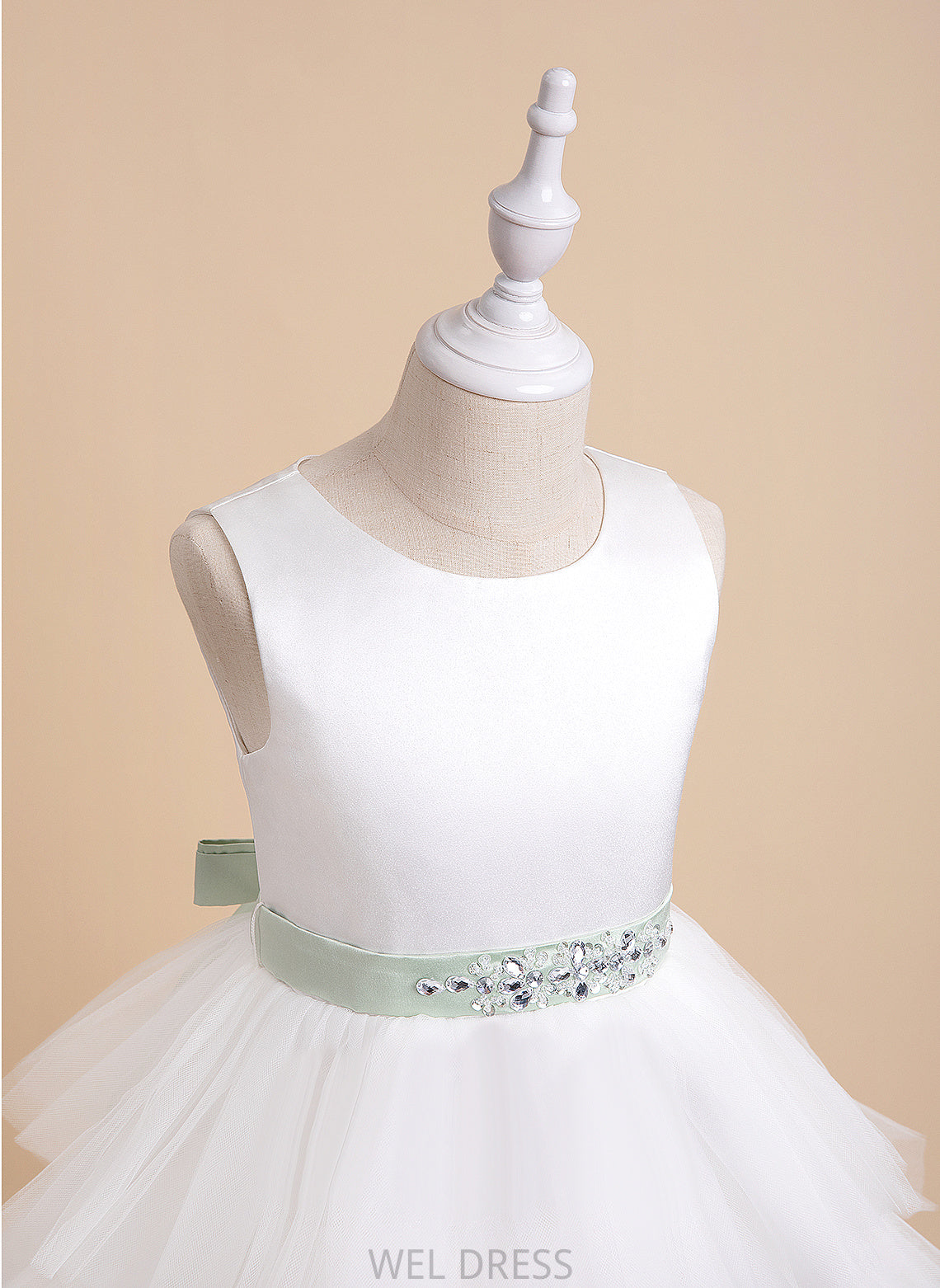 Madeleine Scoop Flower Girl Dresses Asymmetrical Dress (Detachable Neck Flower Sleeveless sash) Sash/Beading With Girl - Ball-Gown/Princess Tulle