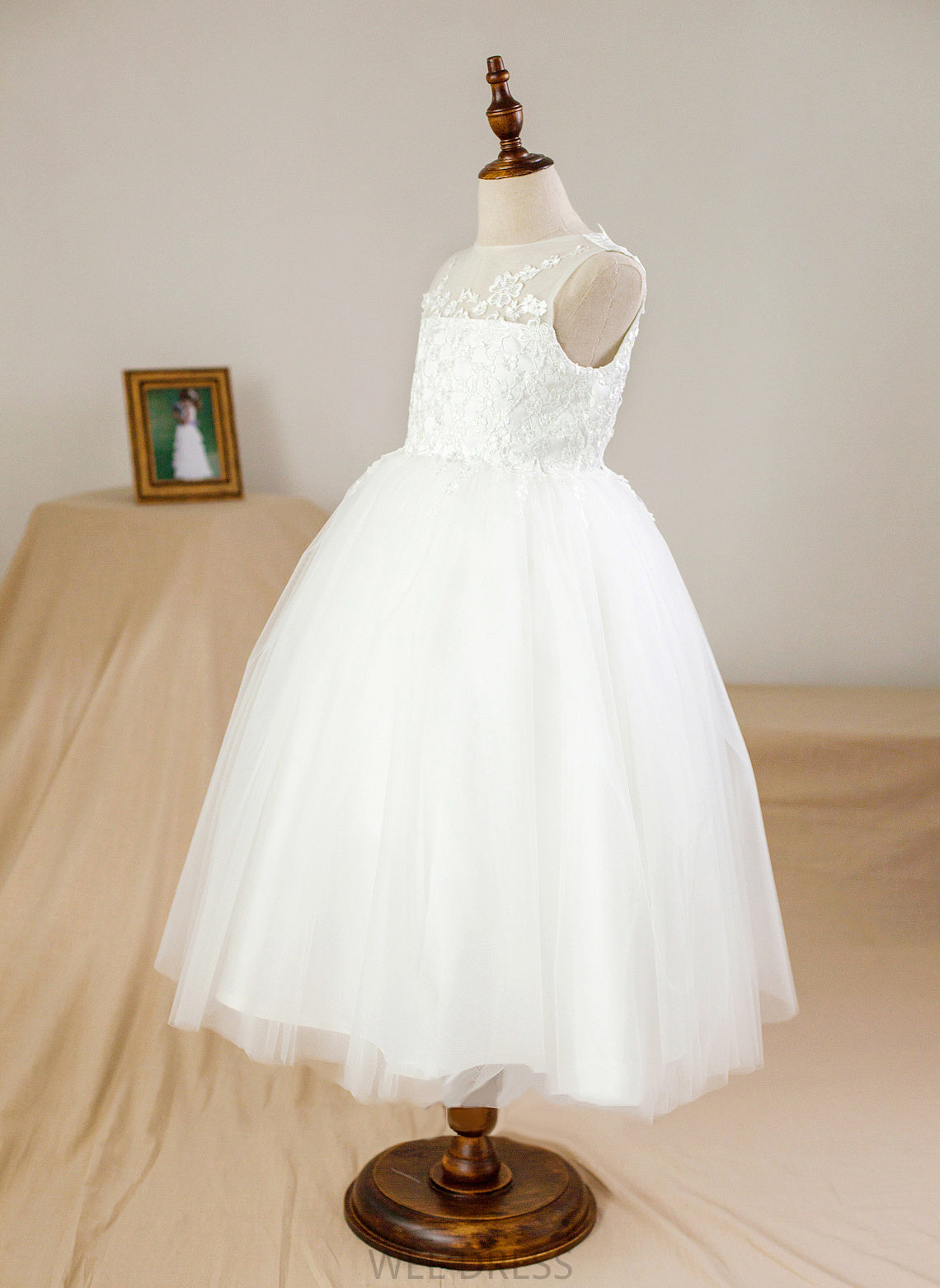 Danika Flower Girl Dresses With Sleeveless Ankle-length Dress Gown Appliques Neck Flower Girl - Ball Satin/Tulle Scoop