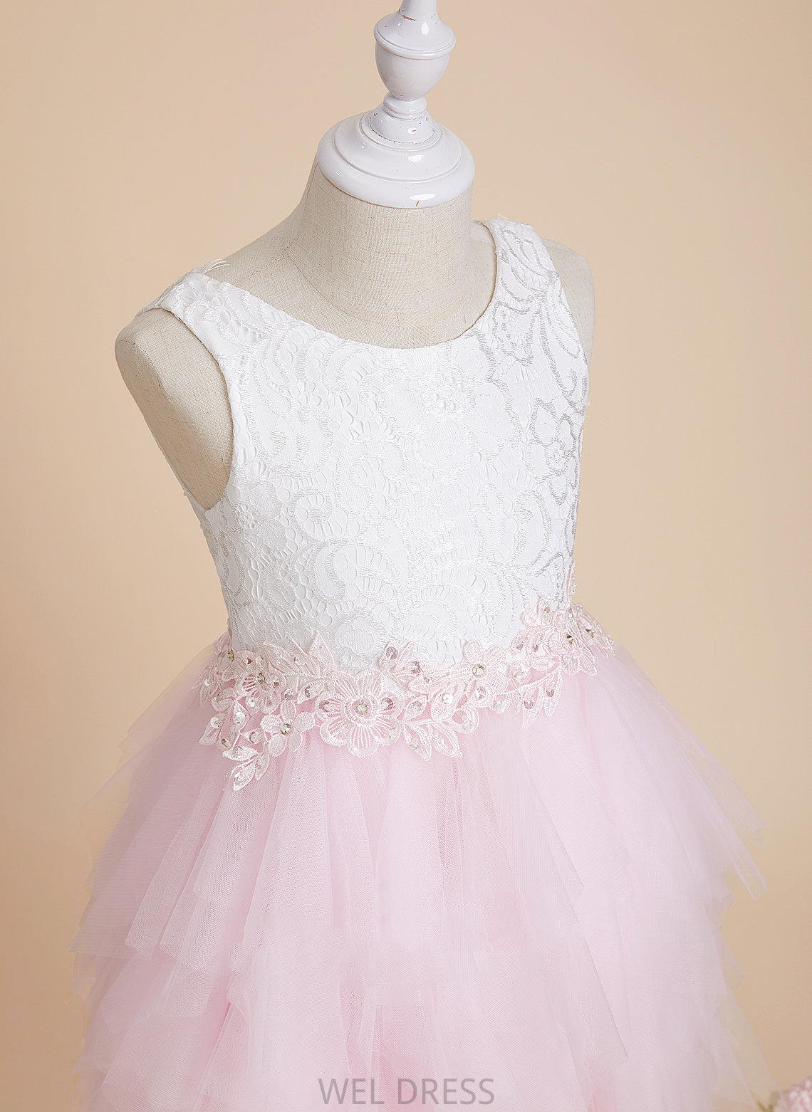 Scoop - Back Dress Lace/Beading/Sequins/V Knee-length Neck Tulle/Lace Angelique Sleeveless Flower With Girl Flower Girl Dresses Ball-Gown/Princess