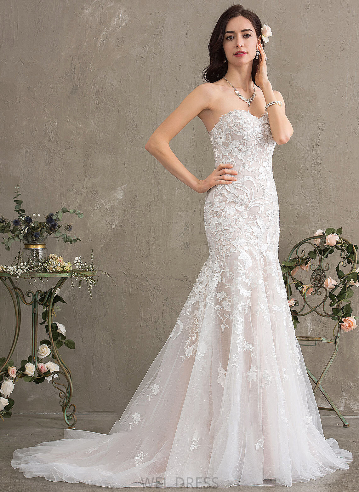 Haleigh Wedding Dress Lace Sweetheart Trumpet/Mermaid Wedding Dresses Train Tulle Court