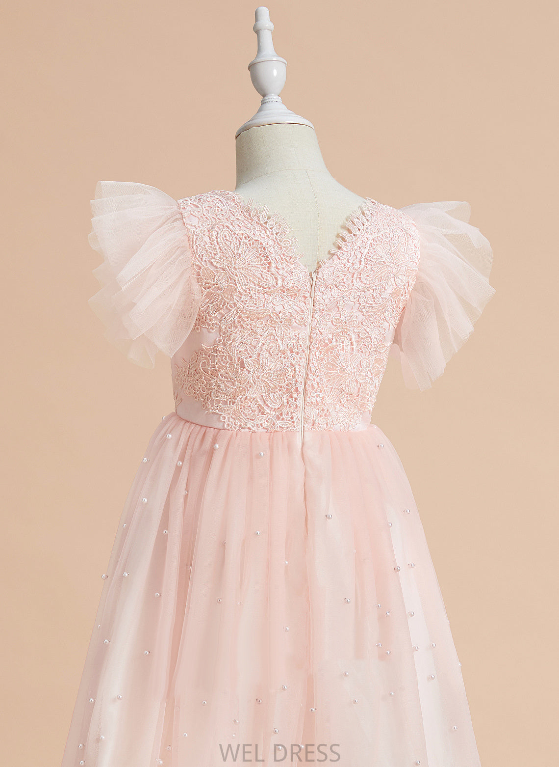 With Neck Dress Sleeveless Satin/Tulle Flower Girl Dresses Girl Knee-length Flower Mckenna Lace - A-Line Scoop